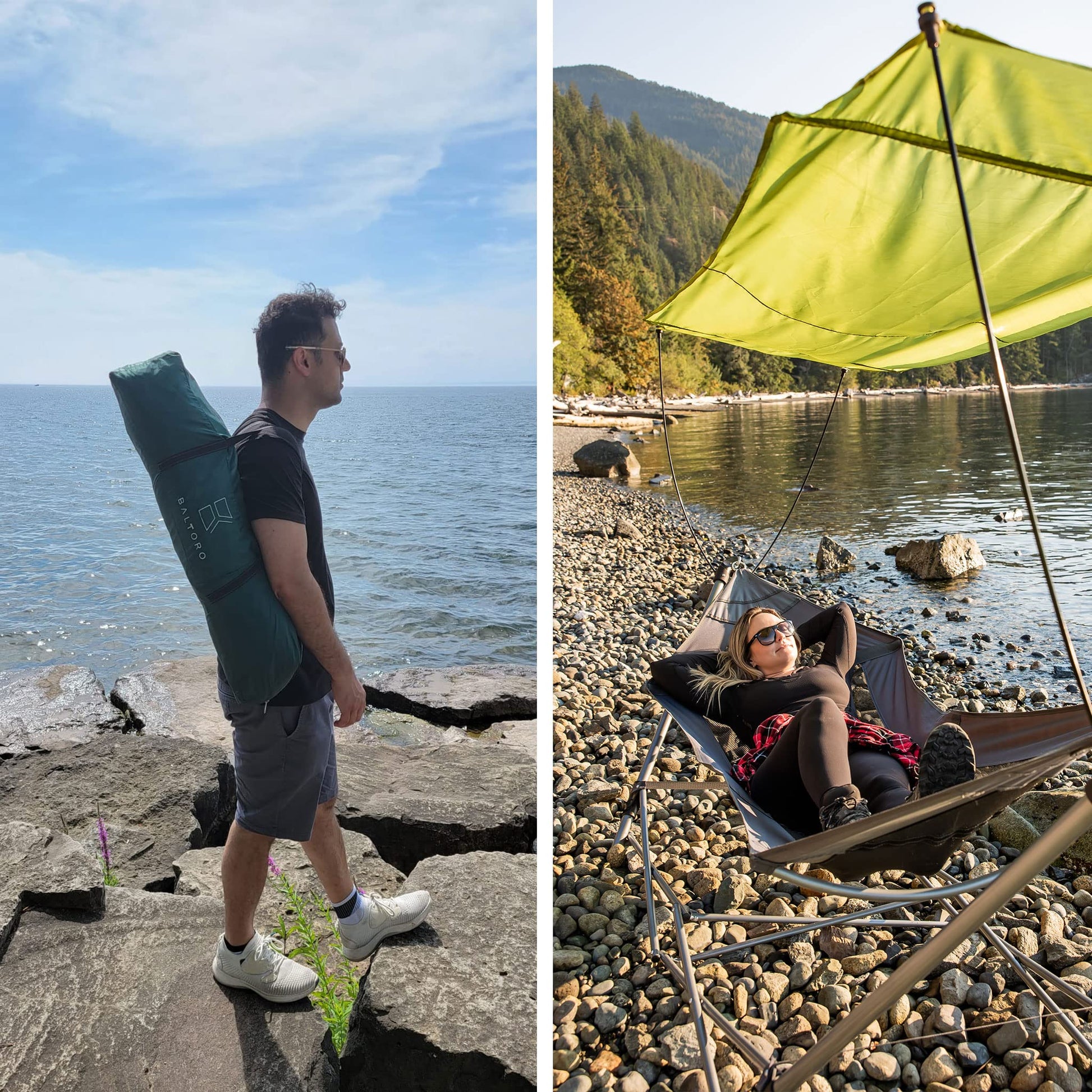 Lucania Portable Hammock with Stand and Canopy - Foldable Freestanding Heavy Duty Hammock for