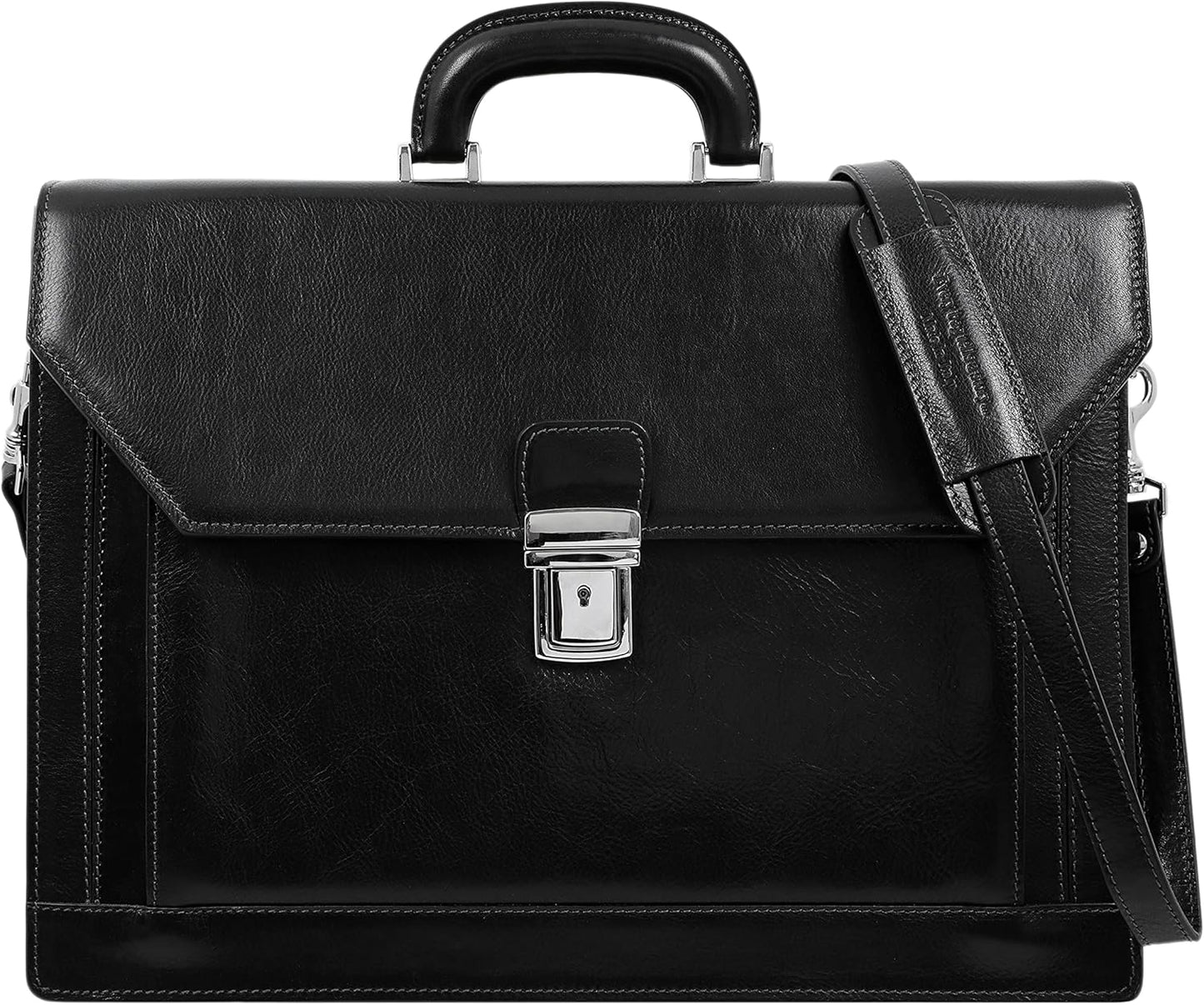 Time Resistance Leather Briefcase - Italian Handmade Laptop Bag - Work Bag for Men and Women