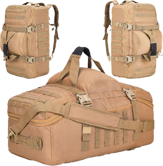 Gym Bag Duffle Bags Backpack Travel Duffle Bag with Weekend Overnight Bag for Outdoor Tactical Sports Travel Camping Hunting (Coyote, 60L)