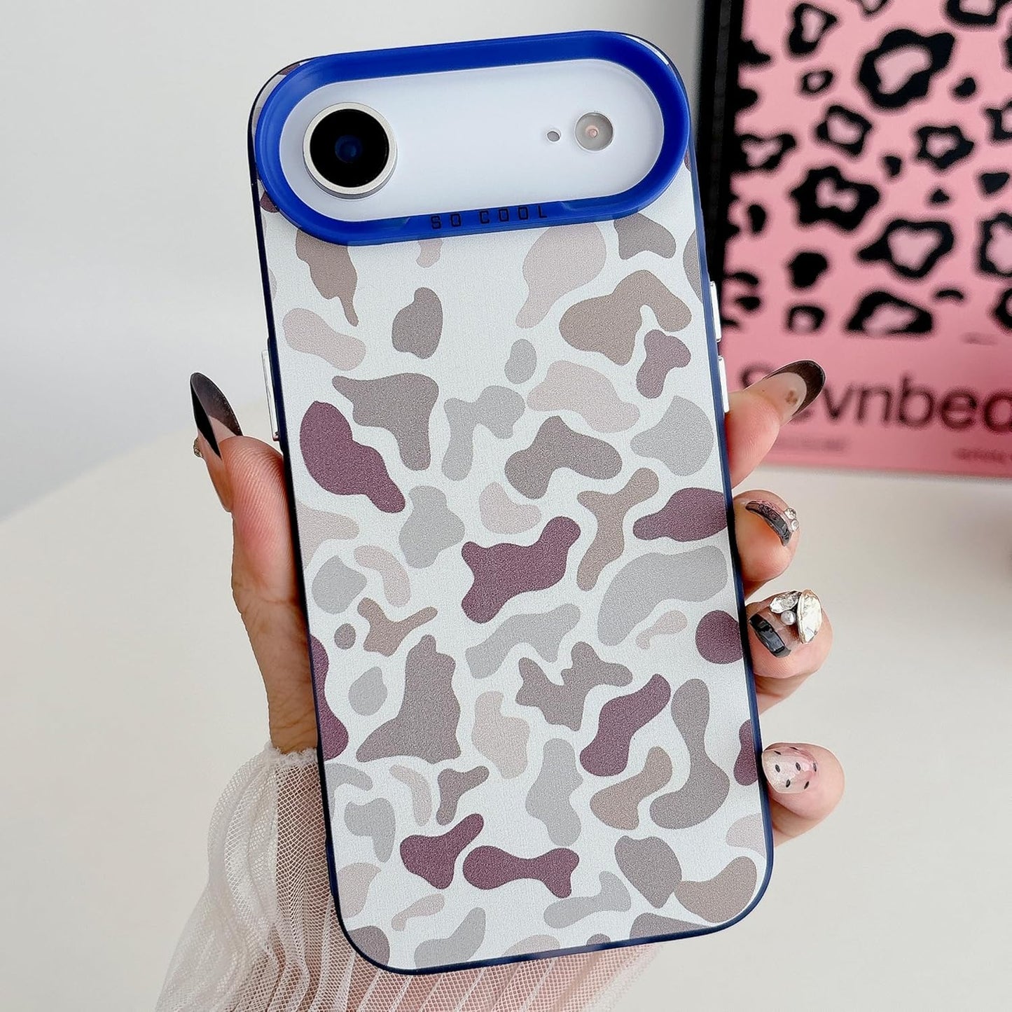 for iPhone 17 Air Case, Vintage Camo Pattern Design for Men Boys Teens, Cool Camouflage Shockproof Protective Cover for Girls Women - Blue