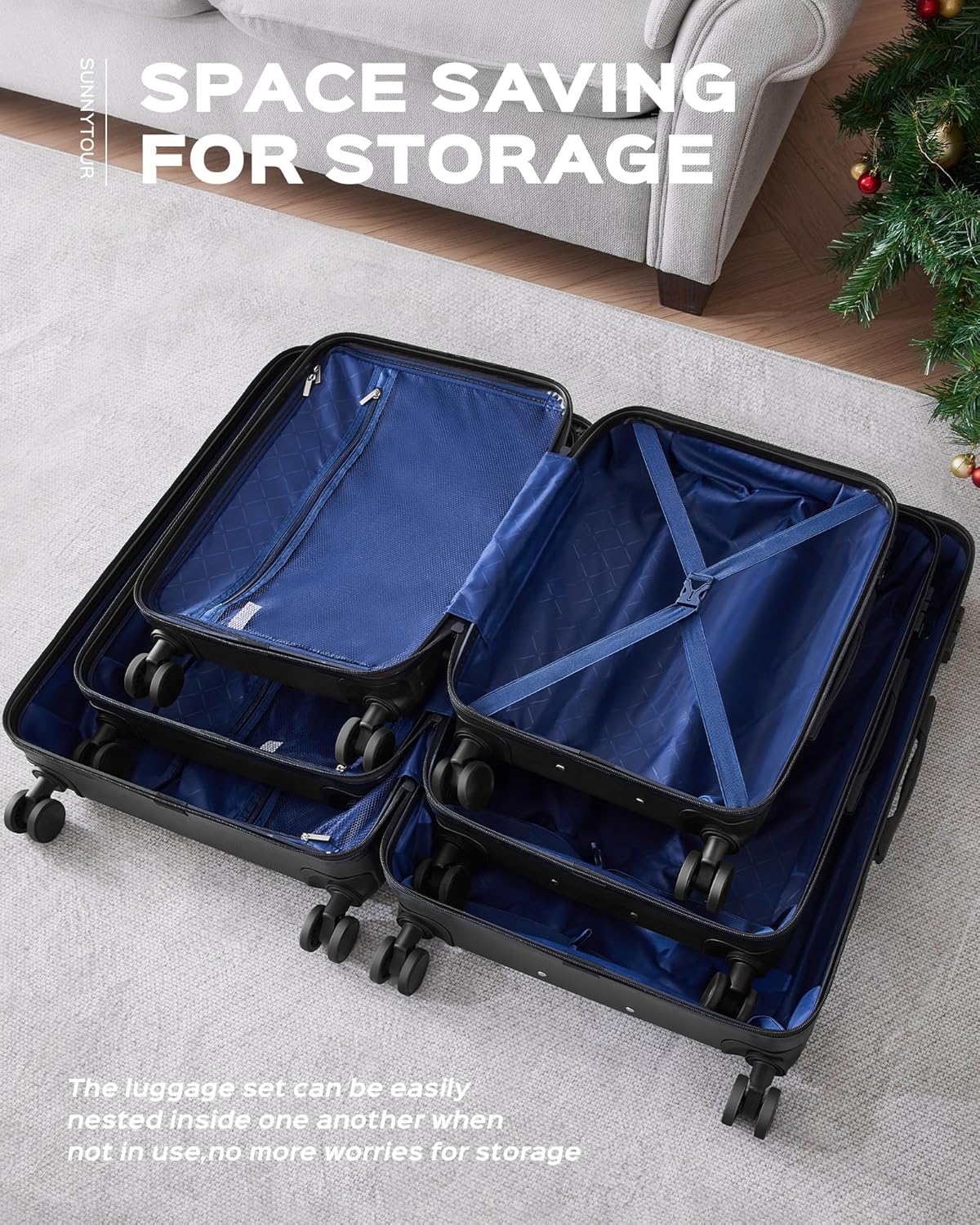 20 inch Carry-on Luggage Hardside Lightweight Suitcase with Spinner Wheels TSA Lock Airline Approved Suitcase for Travel Business, Black