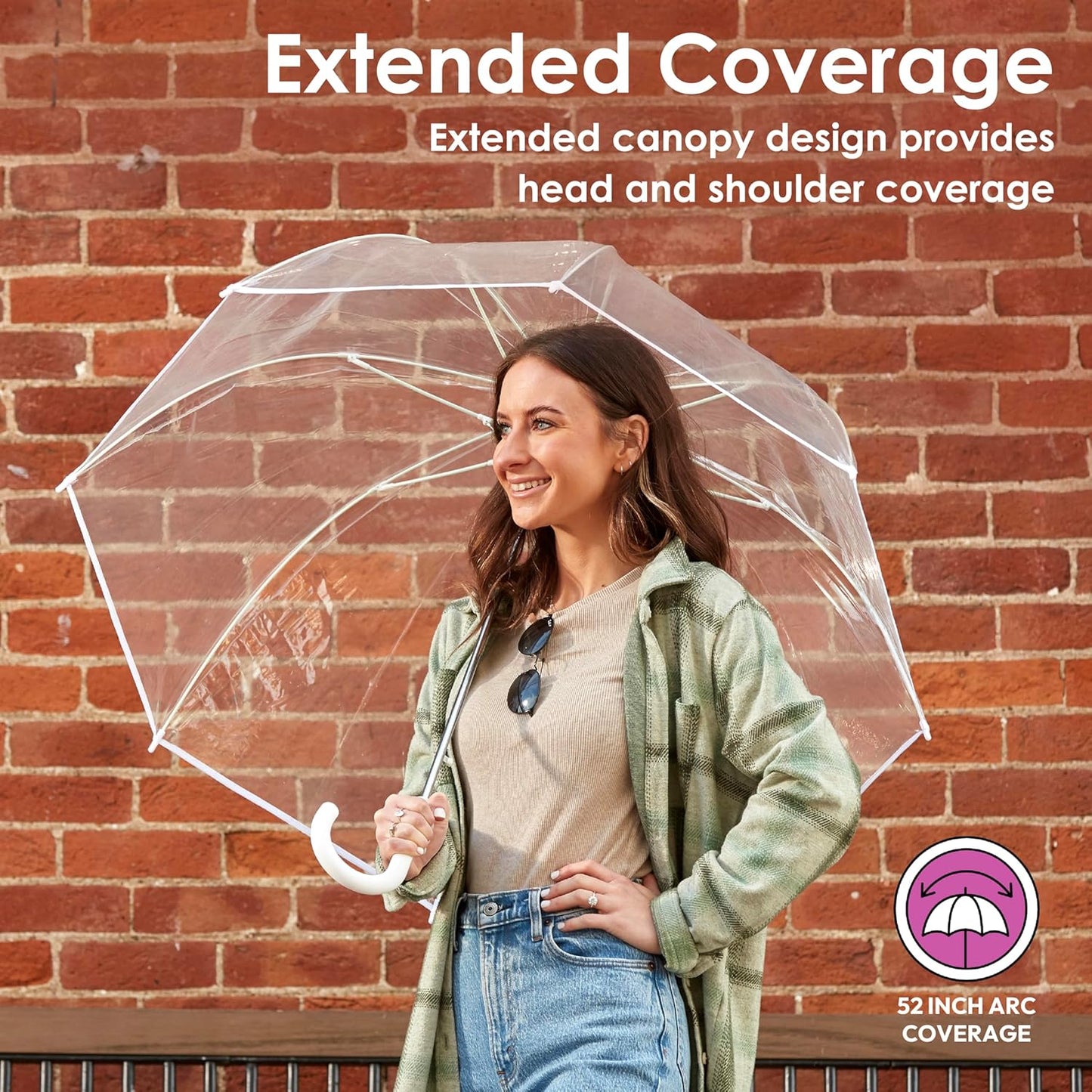 Adult Clear Bubble Umbrella with Dome Canopy and Lightweight Wind and Rain Protection