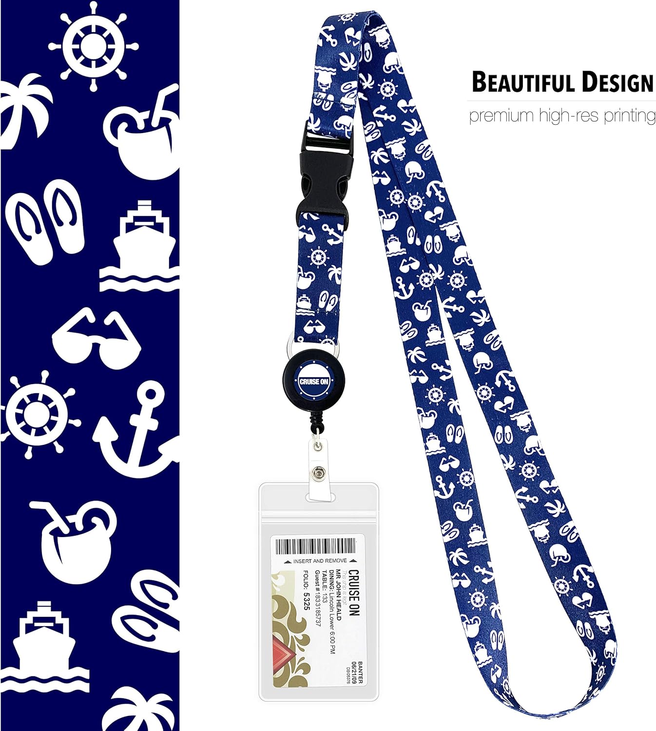 Carnival Cruise Luggage Tag Holders (4 Pack) & Lanyards (2 Pack), Large, Clear & Waterproof, Cruise Essentials 2025-2026 for Ship Cards & Baggage – Durable Travel Accessories (Blue)