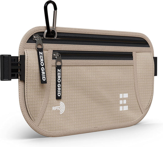 Money Belt for Secure Travel - RFID Blocking Slim Passport Holder - Hidden Waist Pouch for Cash, Credit Cards, Documents - Concealable Under Clothes, Water-Resistant Slim Fanny Pack for Men and Women