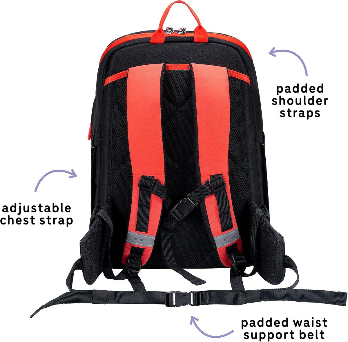 uninni 16" Kid's Backpack for Girls and Boys Age 6+ with Padded, and Adjustable Shoulder Straps.