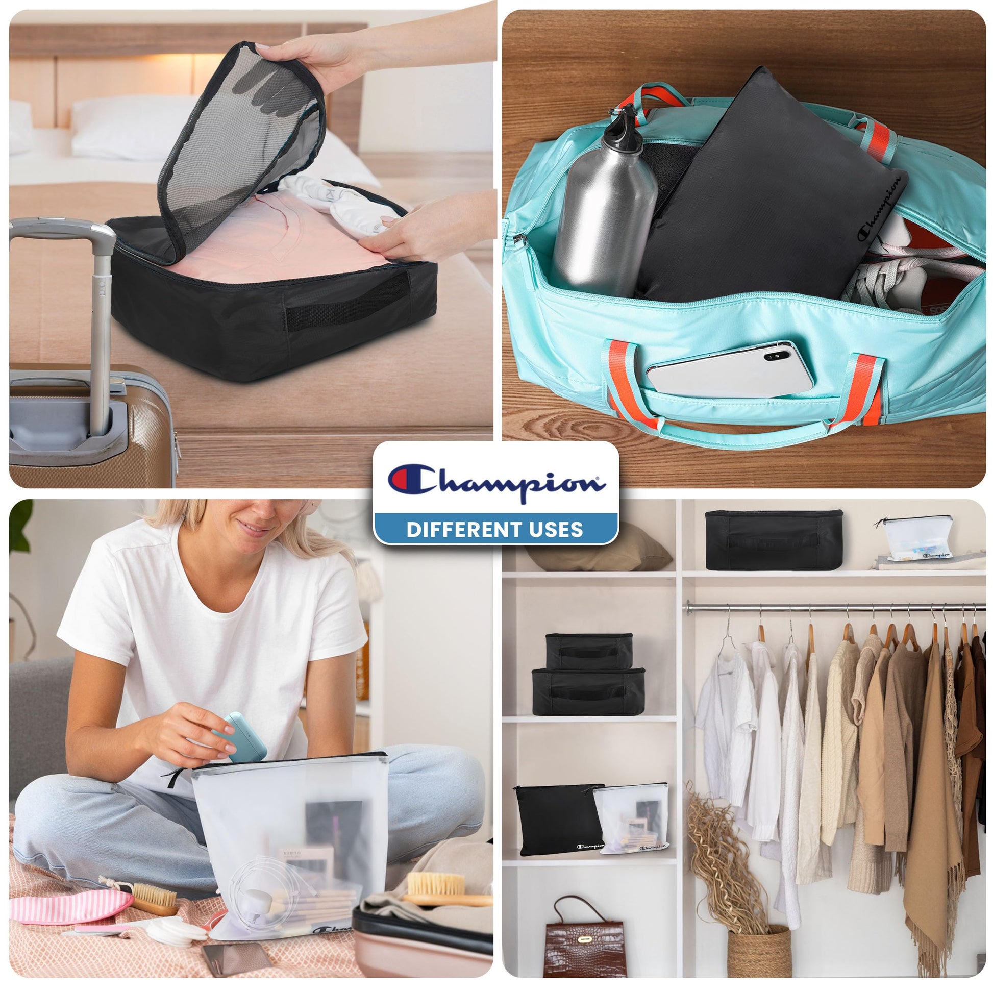 Champion Packing Cubes for Travel - 6 Piece Organizer Set, Carry-On Ready