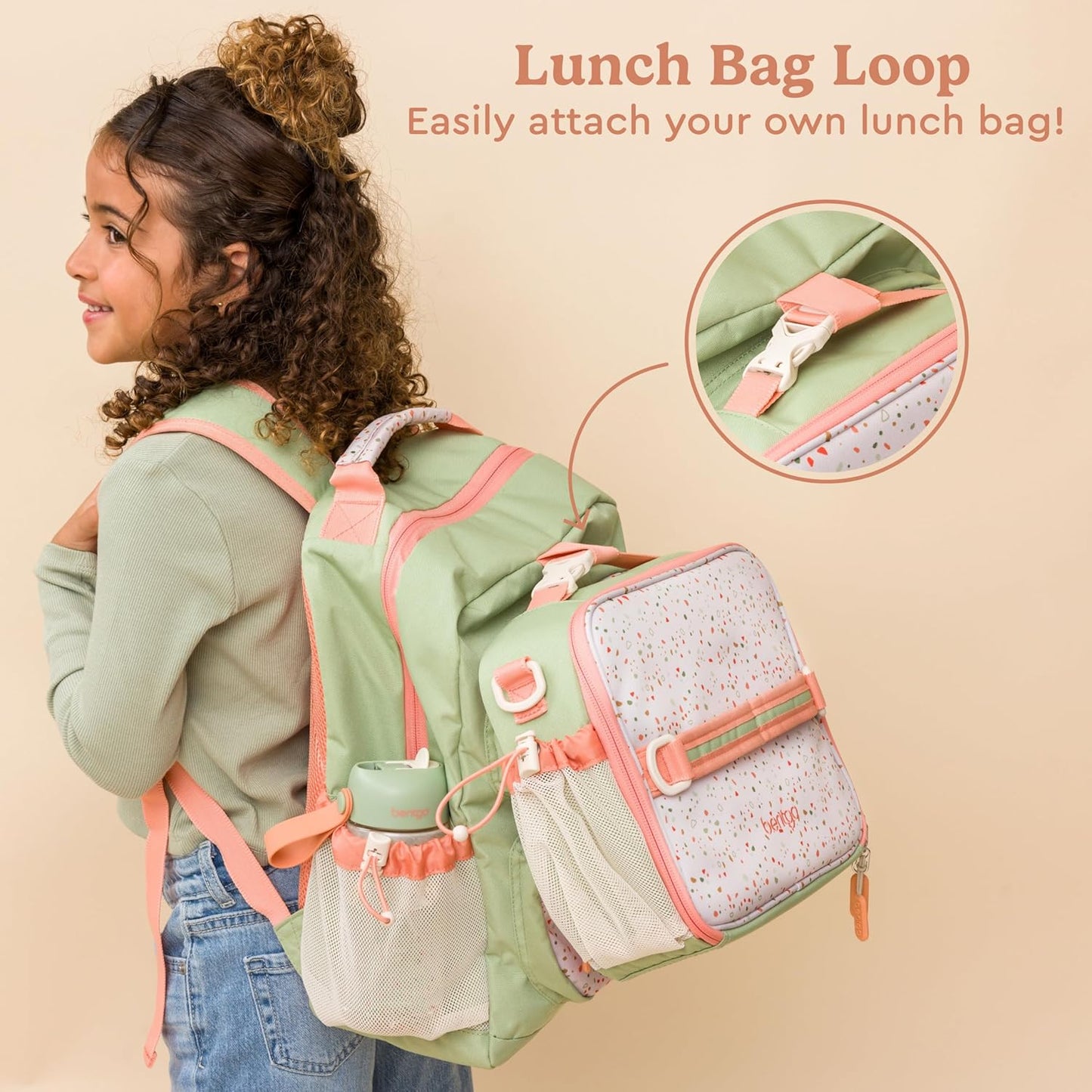 Bentgo Kids Backpack (Whimsy & Wonder Collection) - Lightweight 14’’ for School, Travel & Daycare - Ideal for Kids 4+, Durable & Water-Resistant, Roomy Interior, Loop for Lunch Bag (Geo Speckle)