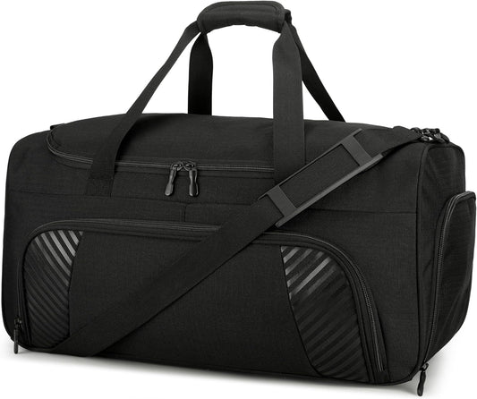 Urbanstand Gym Bag for Men - 22 Inch Large Sports Duffel Bags with Shoe Compartment, Weekender Carry On Duffle Bag for Sport, Camping, Fitness & Workout, Black
