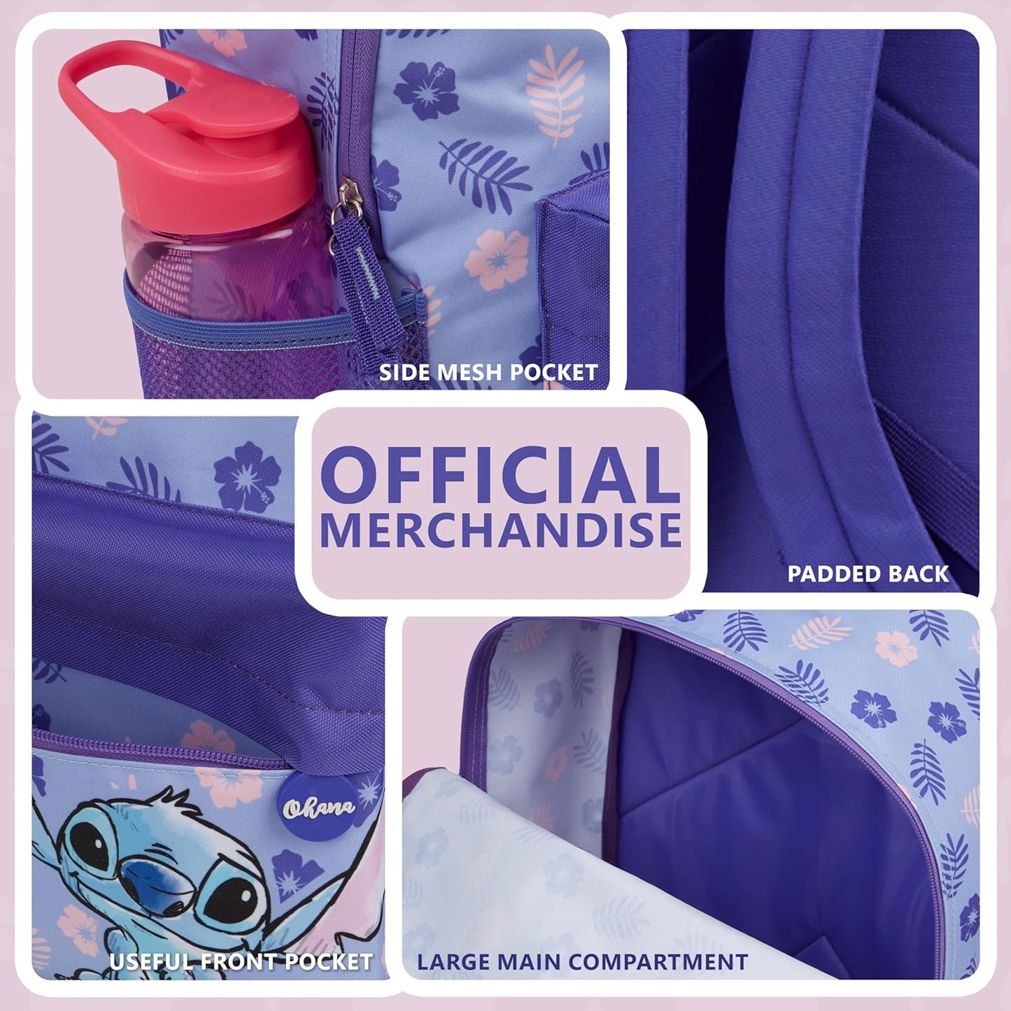 Disney Stitch Backpack for Girls Teens School Bag Kids Book Bag School Supplies Gifts (Purple)