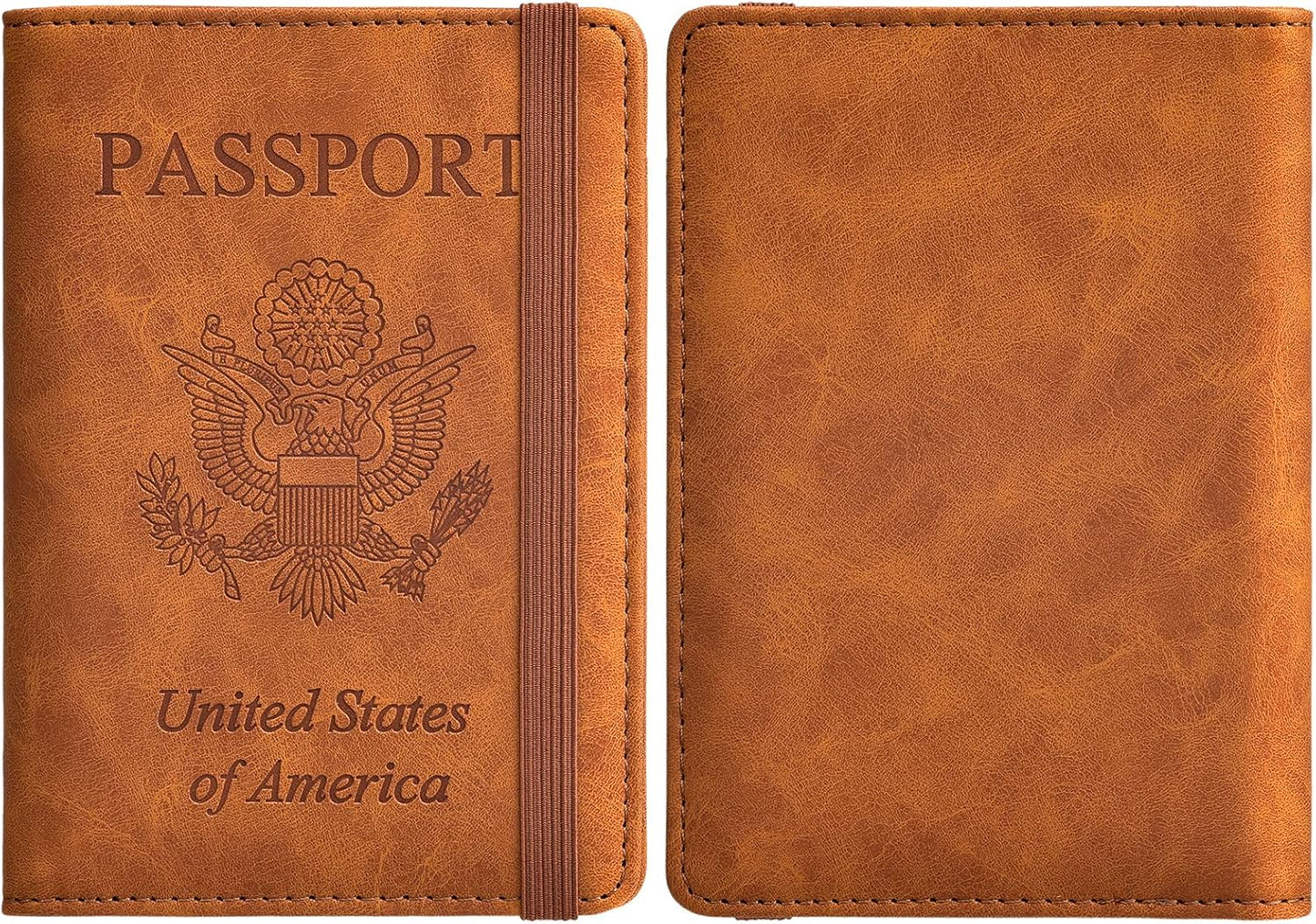HerriaT Passport and Vaccine Card Holder Combo,Cover Case with CDC Vaccination Card Slot, Leather Travel Documents Organizer Protector, with RFID Blocking, for Women and Men