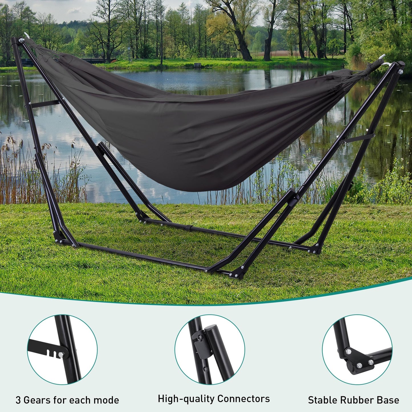 Ainfox Hammock with Foldable Stand, 2 in 1 Hammock and Swinging Chair with Carrying Bag, Portable