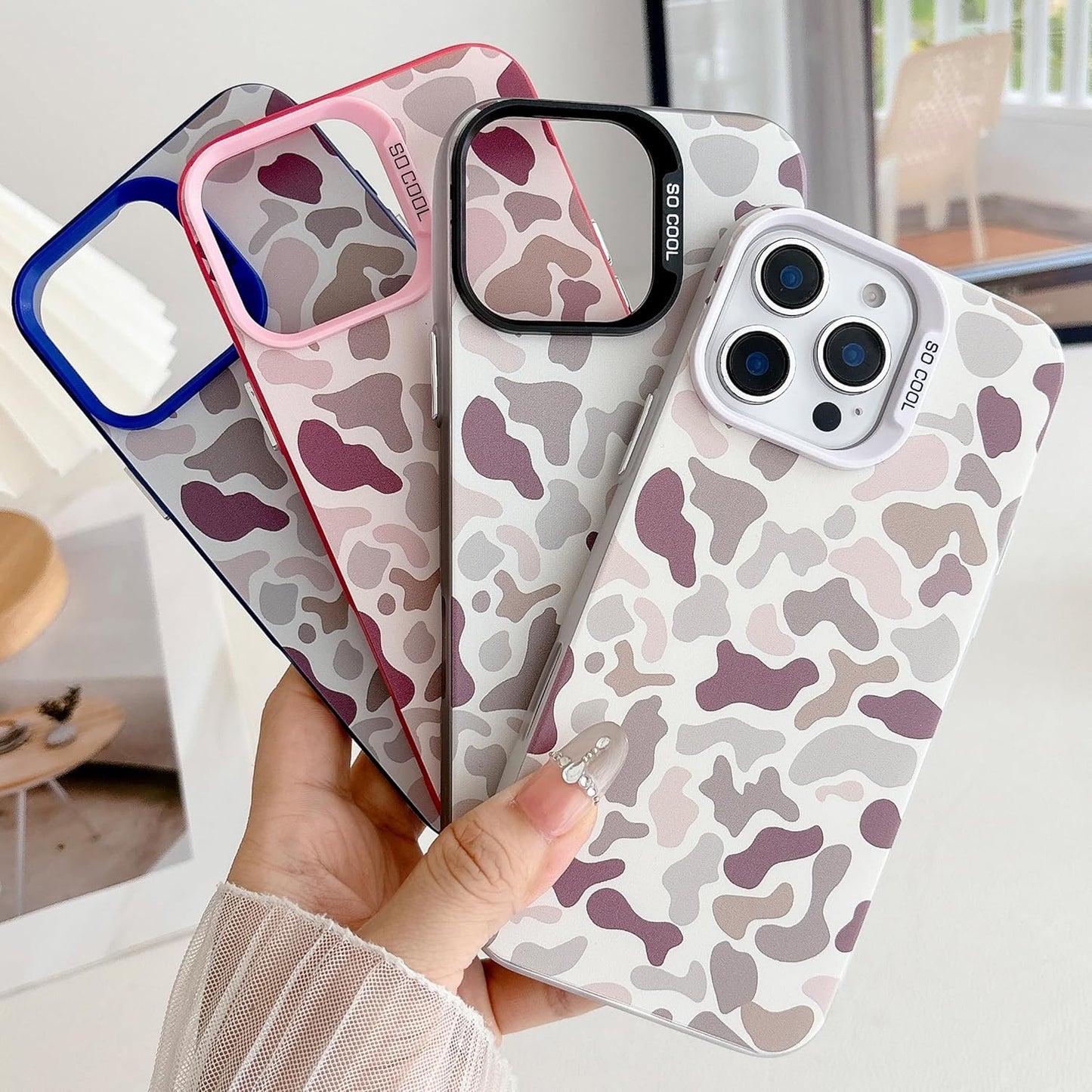 for iPhone 17 Pro Max Case, Vintage Camo Pattern Design for Men Boys Teens, Cool Camouflage Shockproof Protective Cover for Girls Women - Blue