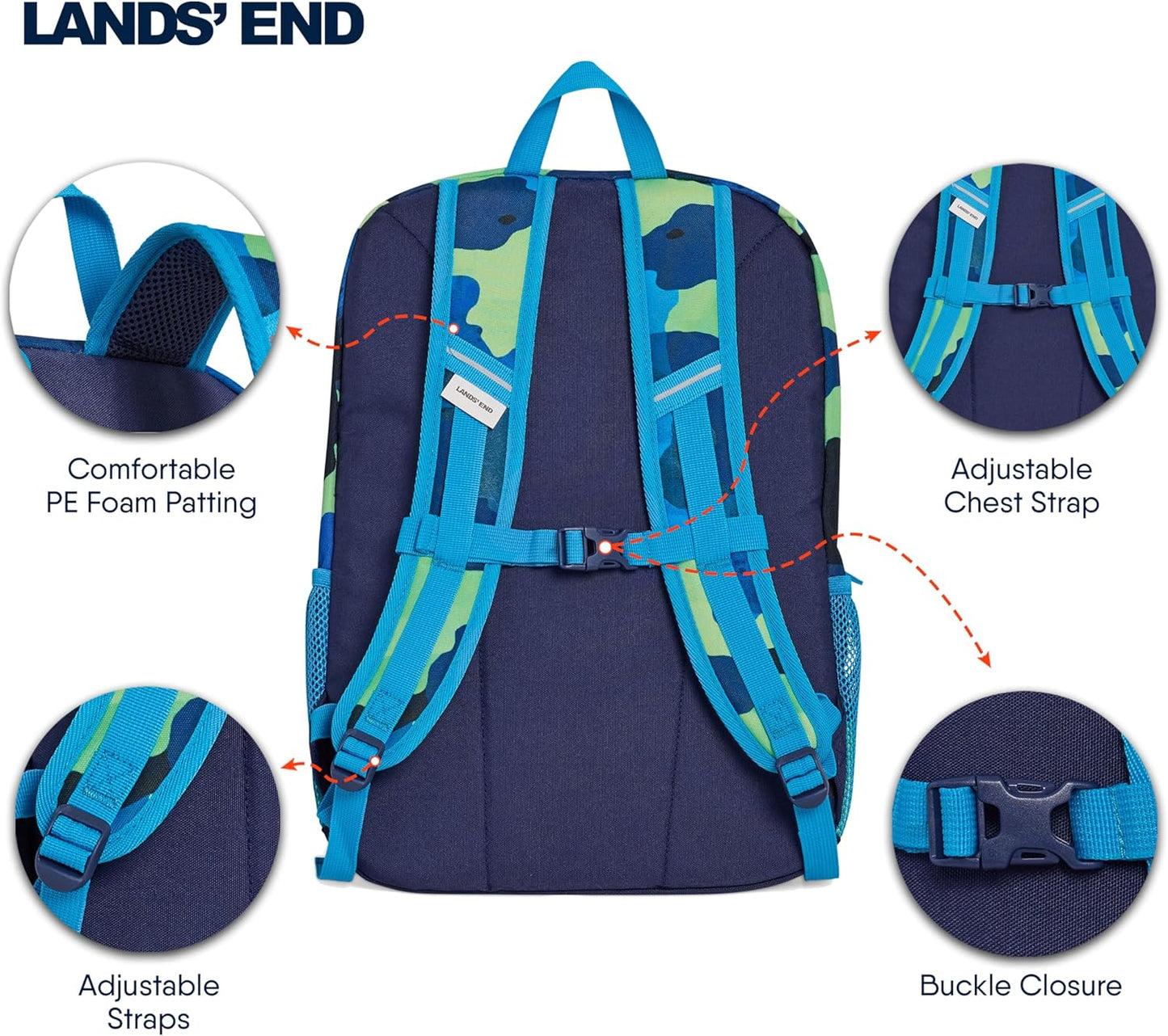 Lands' End Unisex Kids Medium ClassMate Lightweight Durable Elementary School Backpack, Nicci