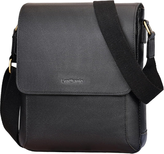 Leathario Crossbody Bag for Men Genuine Leather Small Messenger Shoulder Purse Side Vintage Satchel for Work Business Daily