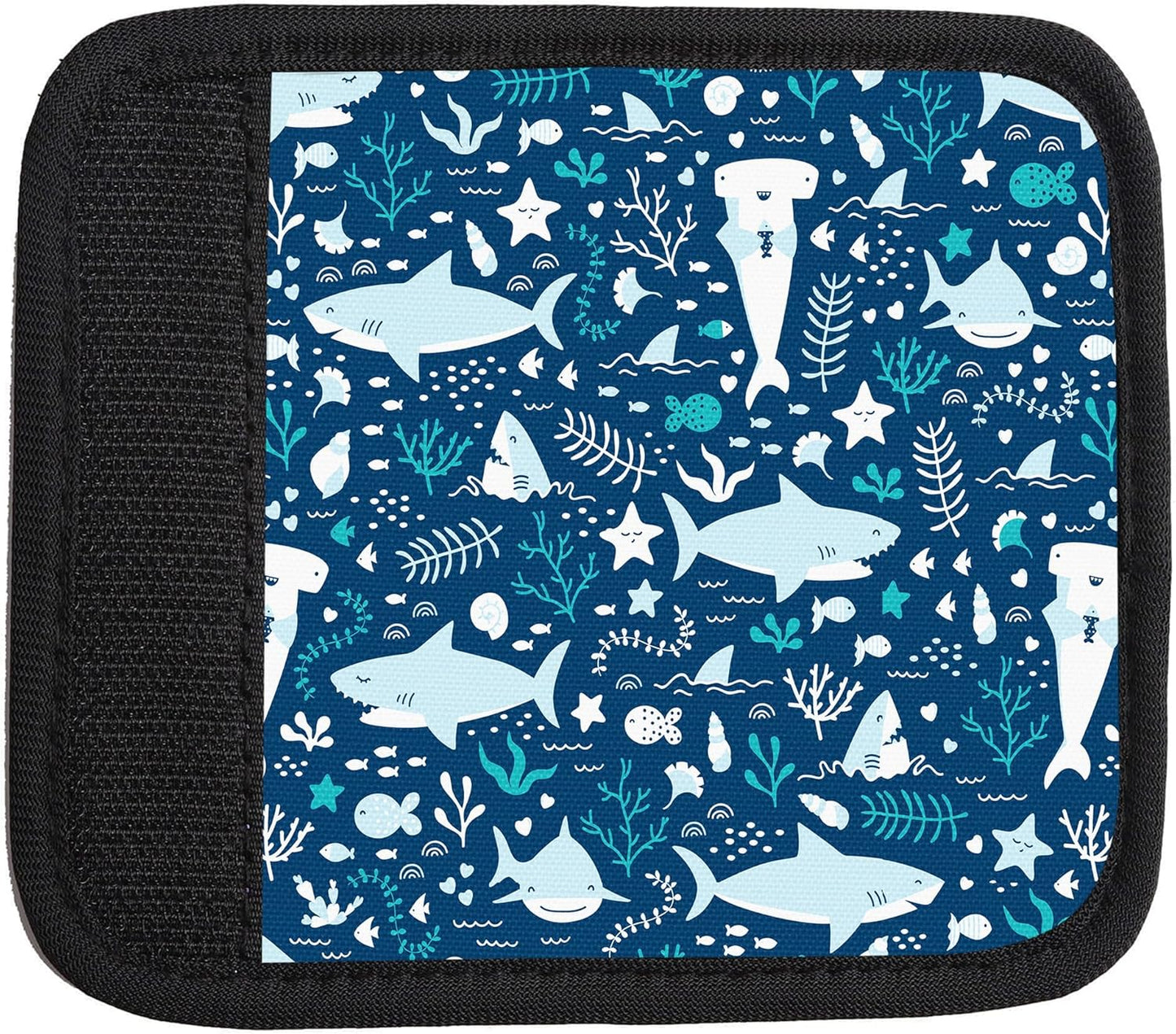 2 Pack Luggage Handle Wrap Travel Tags - Set of Luggage Tags for Suitcases, Identifiers, Marker, and Handle Covers - Cruise Accessories and Travel Gifts（Cute Sharks