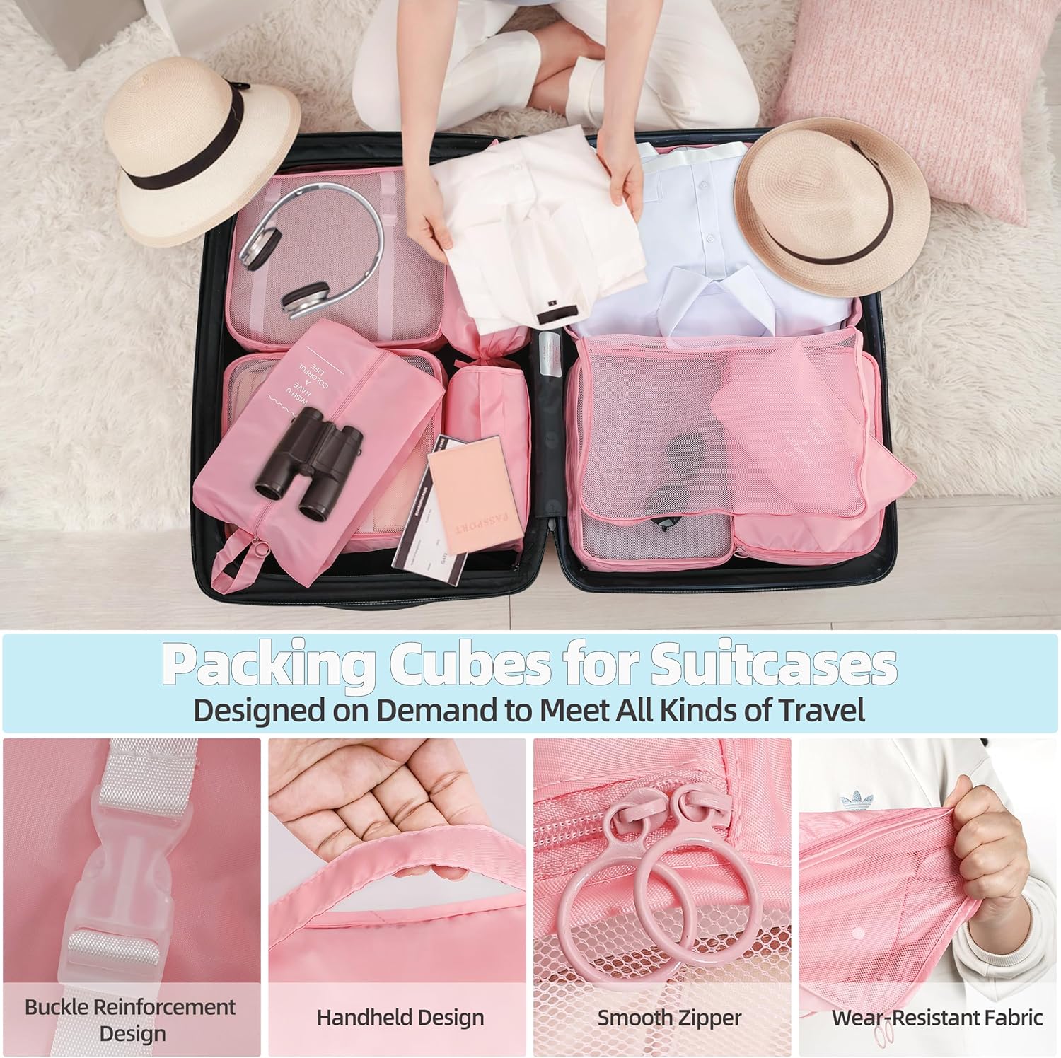 10 Pcs Set Packing Cubes - Travel Packing Organizers, Expandable Suitcase Organizer, Luggage