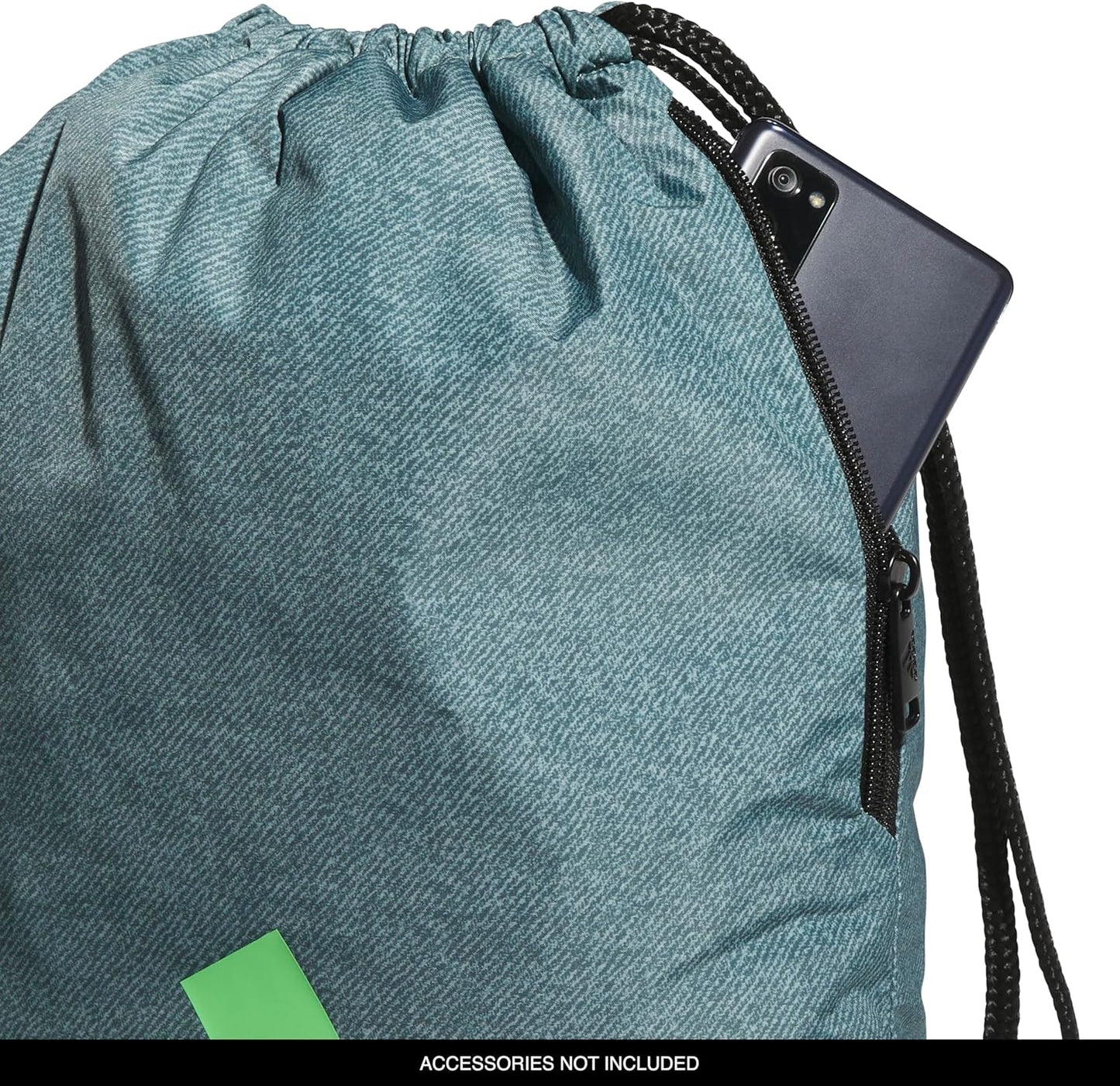 adidas Ready Sackpack – Drawstring Backpack Lightweight Small Gym Bag, Twill Preloved Teal/Lime Burst Green/1.0, One Size