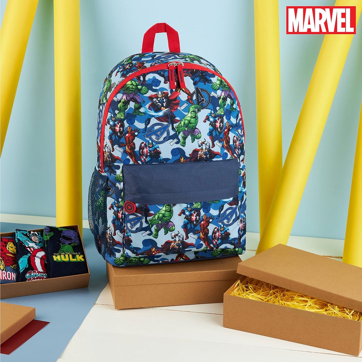 Marvel Avengers Backpack for Kids Teens Bookbag with Double Straps Daypack Backpacks for School Travel Sports Gifts for Boys (Blue)