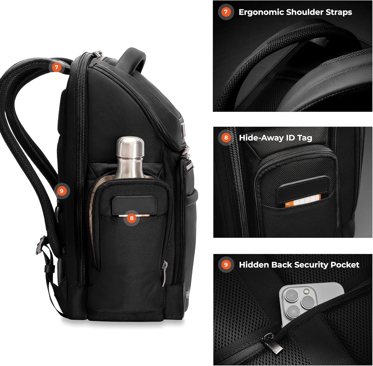 Briggs & Riley Medium Widemouth Backpack for Women & Men - Laptop Backpack, For Work & Travel, Lightweight & Durable, Padded Straps, Fits up to 15" Laptop - @work Collection, Black