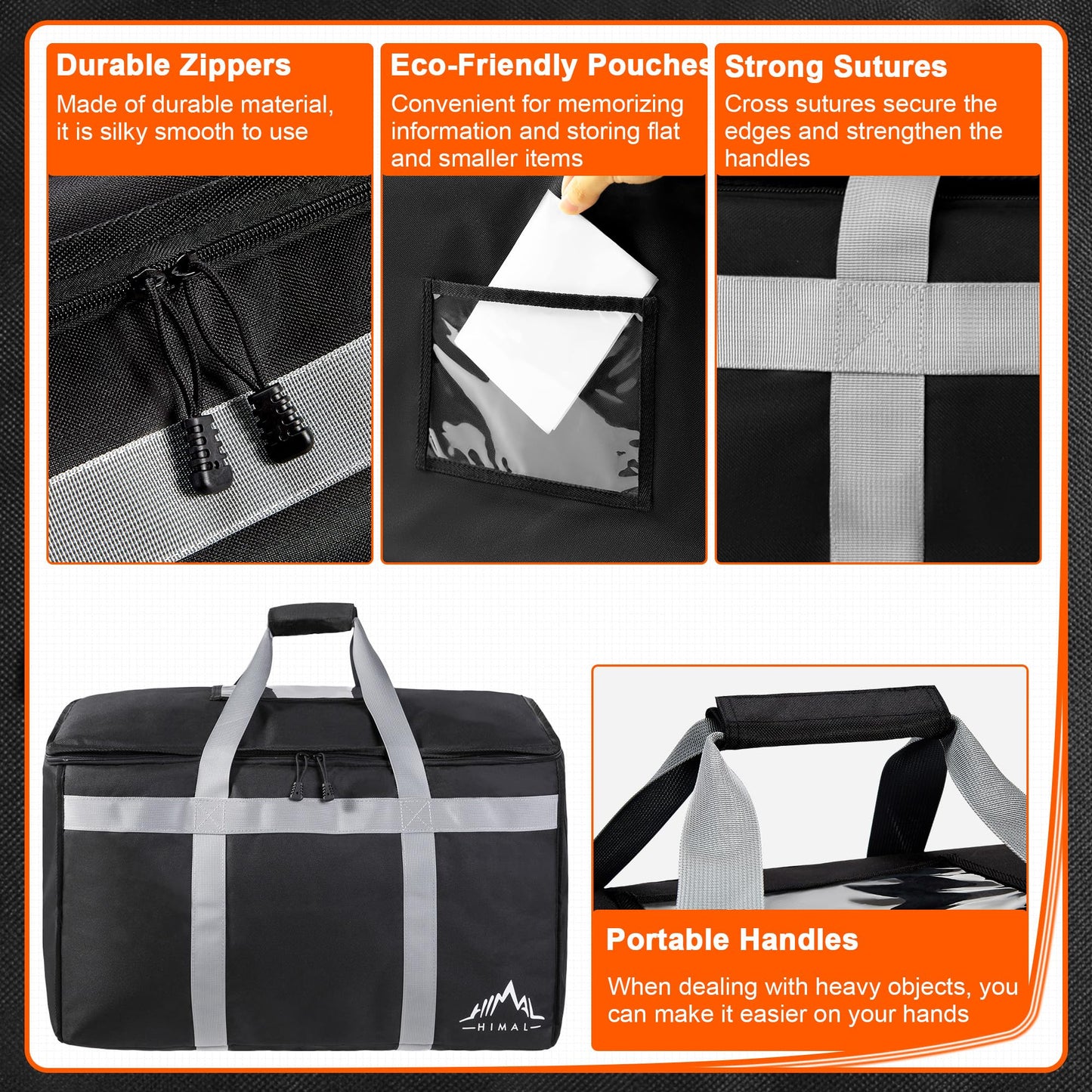 Himal Outdoors Insulated Food Delivery Bag XXXL-23Wx15Hx14D inches Premium Insulated Grocery Bag