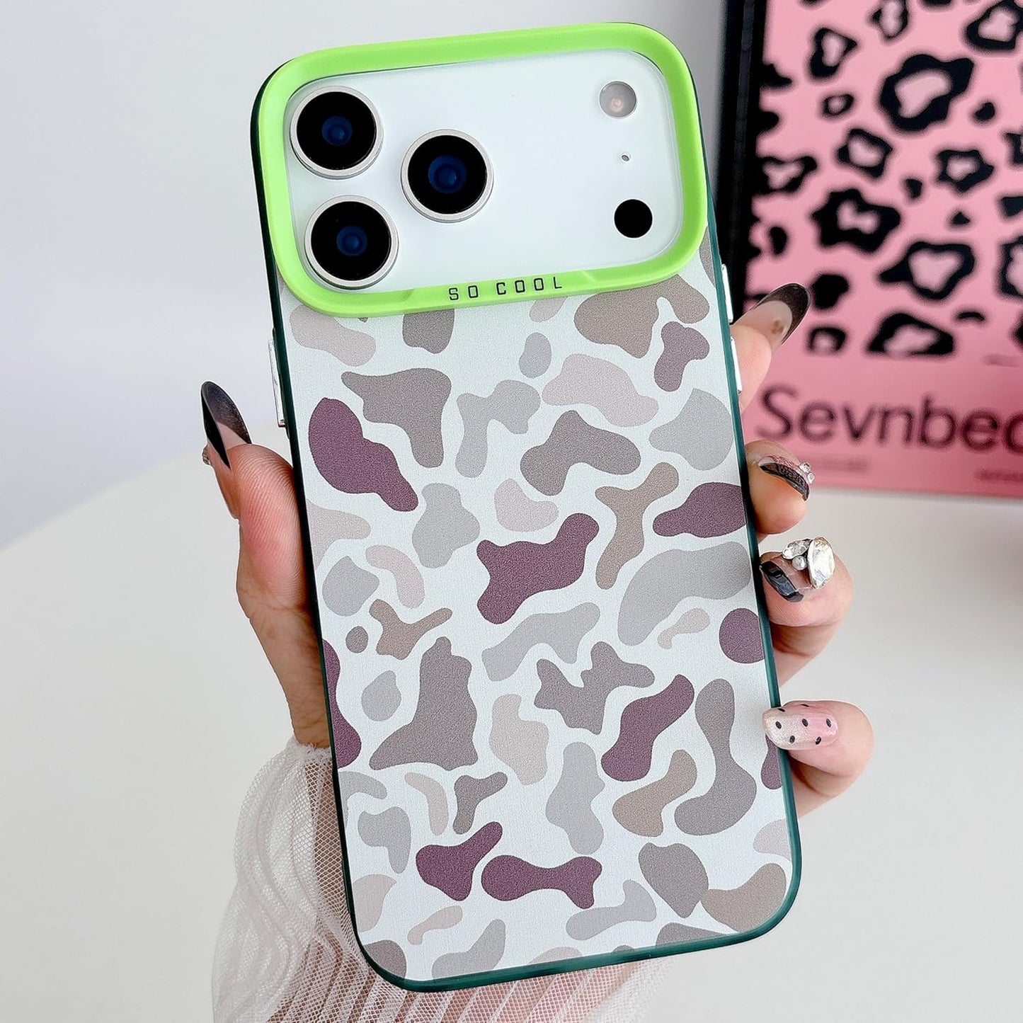 for iPhone 17 Pro Case, Vintage Camo Pattern Design for Men Boys Teens, Cool Camouflage Shockproof Protective Cover for Girls Women - Green