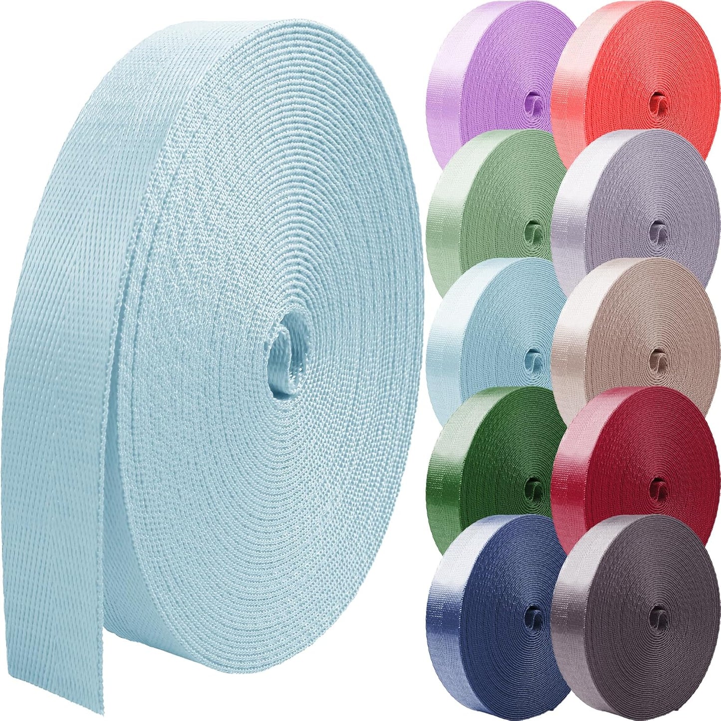 Nylon Webbing 1 inch 1.5 inch 2 inch Nylon Strap Backpack Straps Belt, 10 25 50 3.3 Yards Webbing
