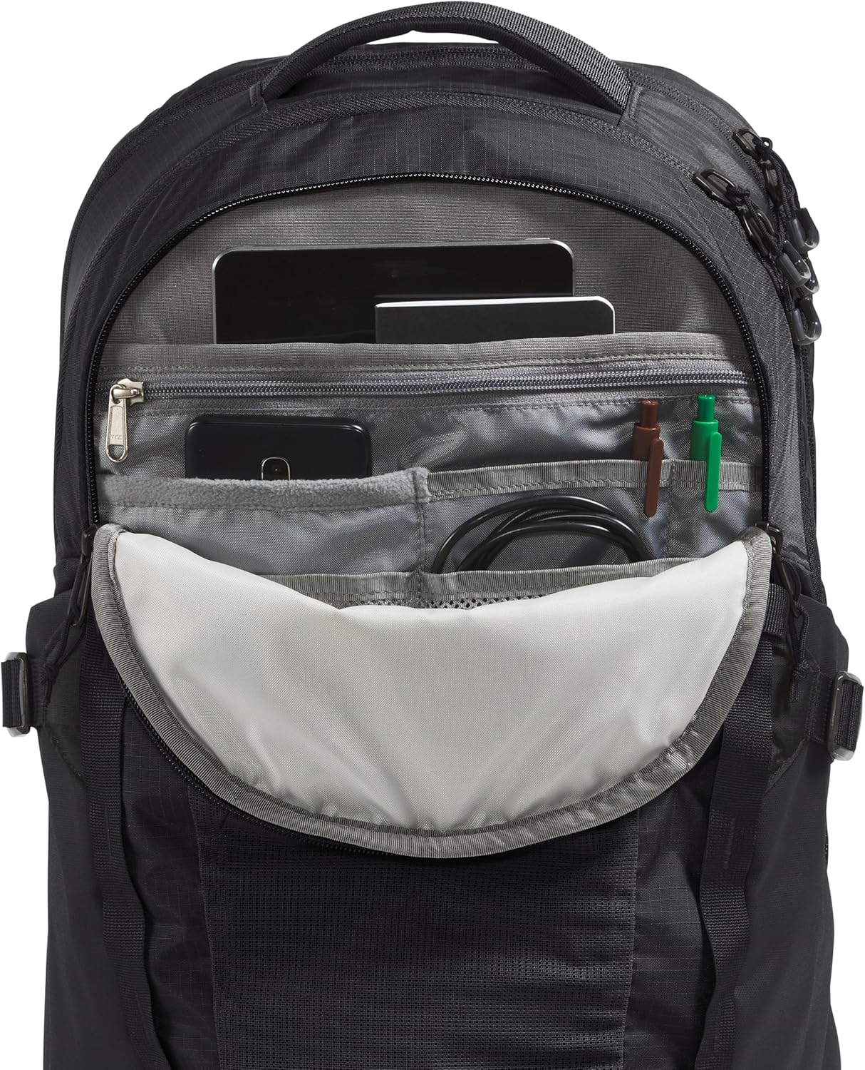 The North Face Recon Everyday Laptop Backpack | Daypack with Water Repellent Finish, 16" Laptop Sleeve, 2 Water Bottle Pockets, TNF Black/TNF Black-NPF, One Size