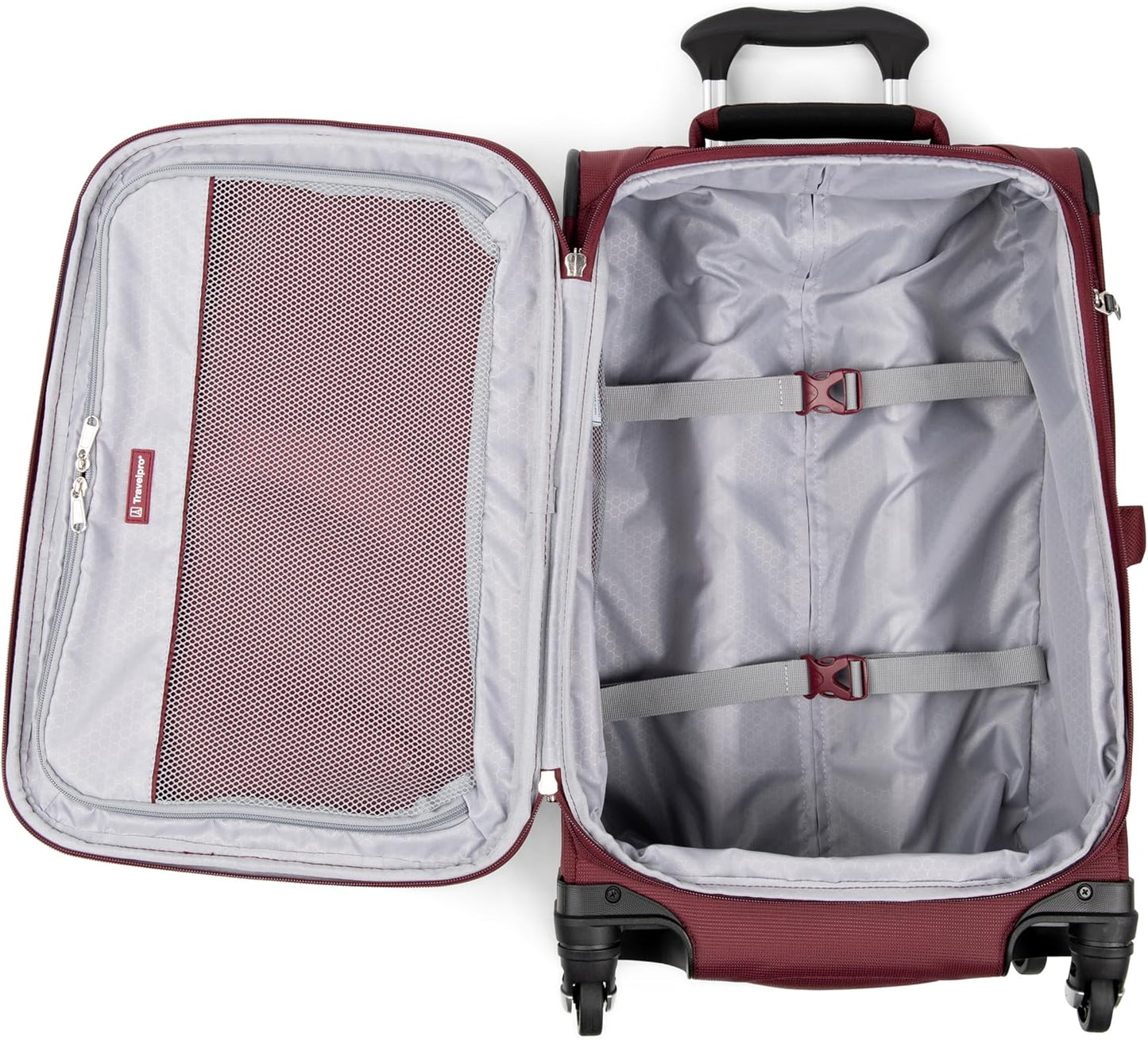 Travelpro Maxlite 5 Softside 2pc Set Expandable Carry On Luggage with 4 Spinner Wheels/Soft Underseat Tote, Lightweight Suitcase, Men and Women, Burgundy