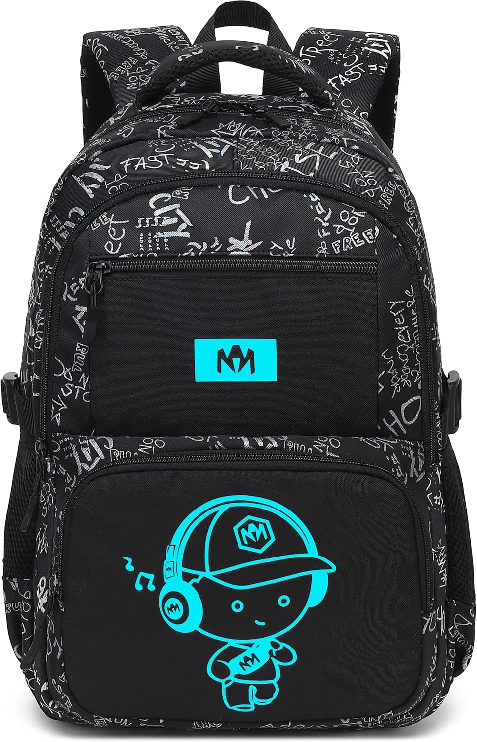 Bluboon Kids Backpack Boys Camo Bookbag Teens Elementary School Bag Daypack Travel Back Pack Middle school (Grey Letter)
