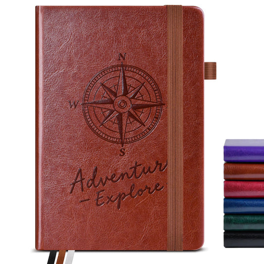 PAIBAS Lined Journal Notebook for Women Men, 160 Pages, A5 Hardcover Vintage Leather Journaling