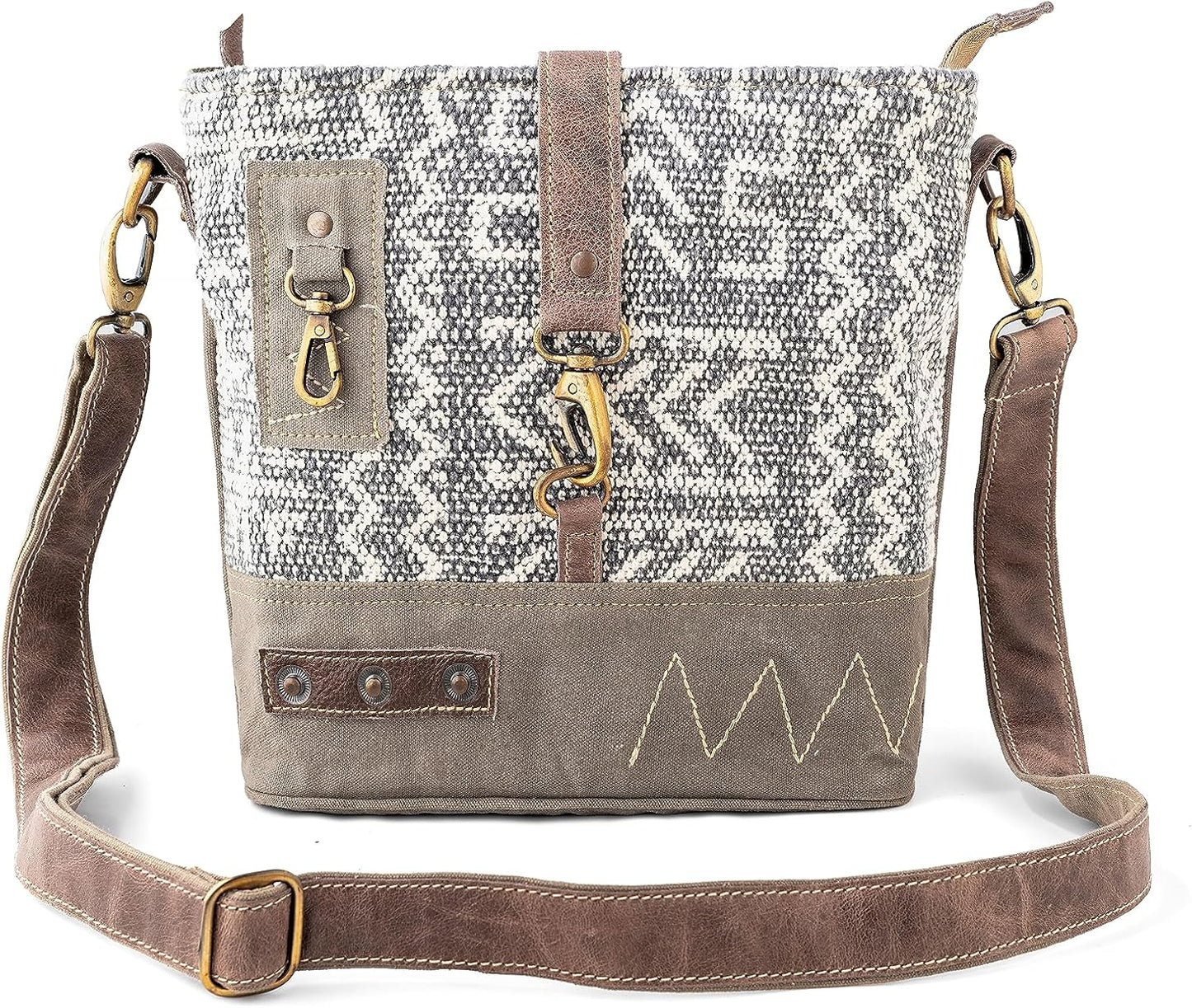 3B SHOUZO Messenger and Shoulder Bag - Upcycled Vintage Canvas & Leather