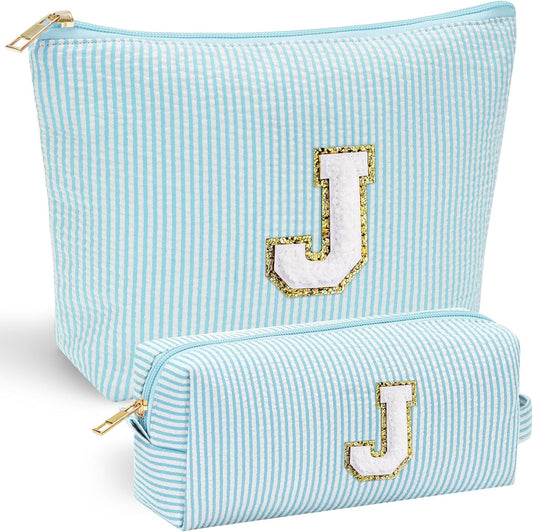YOOLIFE Cute Makeup Bag for Women Girls - Teenager Girl Gift Ideas | Initial Make Up Bag | Personalized Gifts for Women Friends | Skin Care Bag | Mothers Day Gifts | Tween Girls Trendy Stuff J