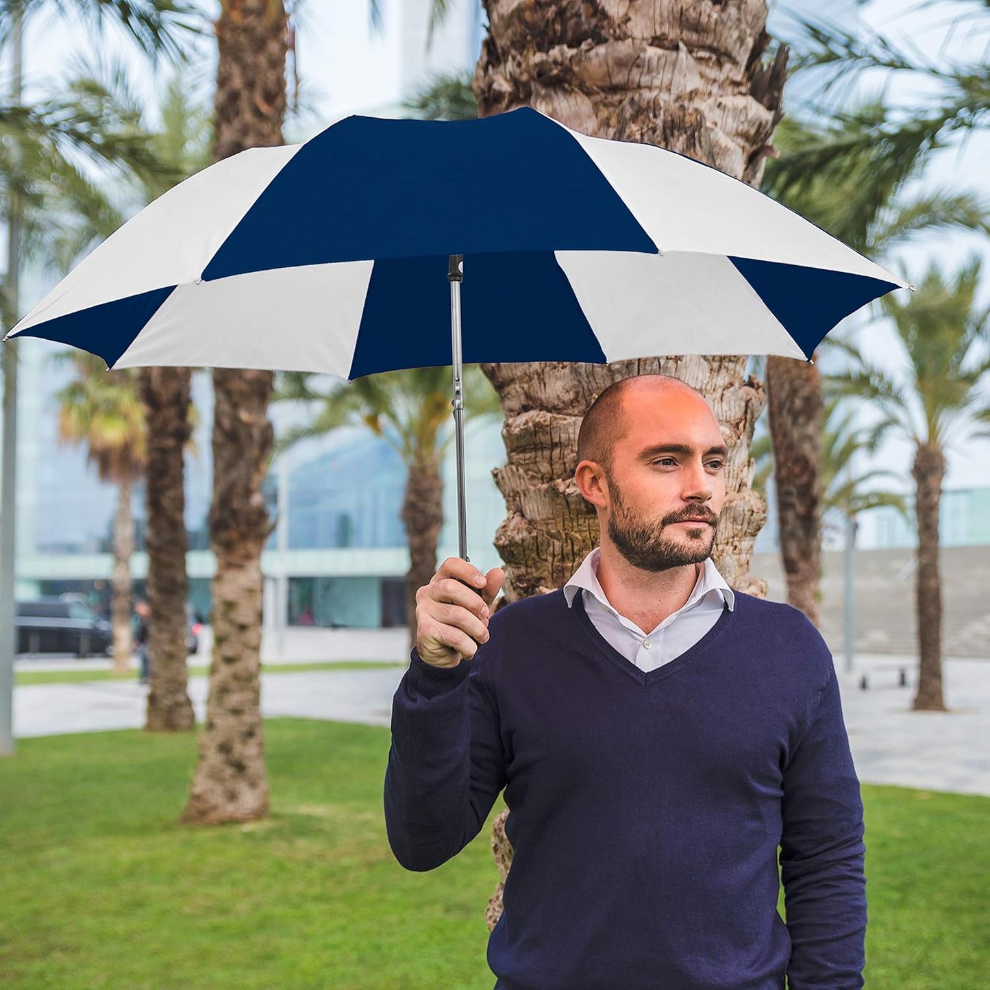 The Spectrum Popular Style 42" Automatic Open Compact Travel Umbrella for Rain, Wind & Sun, Sturdy Lightweight Small Portable Stick Umbrella for Men and Women