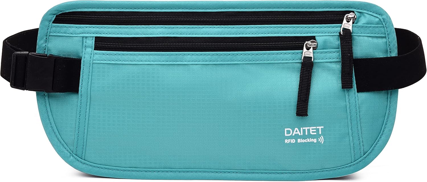 RFID Blocking Money Belt for Men Women, Slim Fanny Pack for Travel，Running,Conceal Waist Wallet for