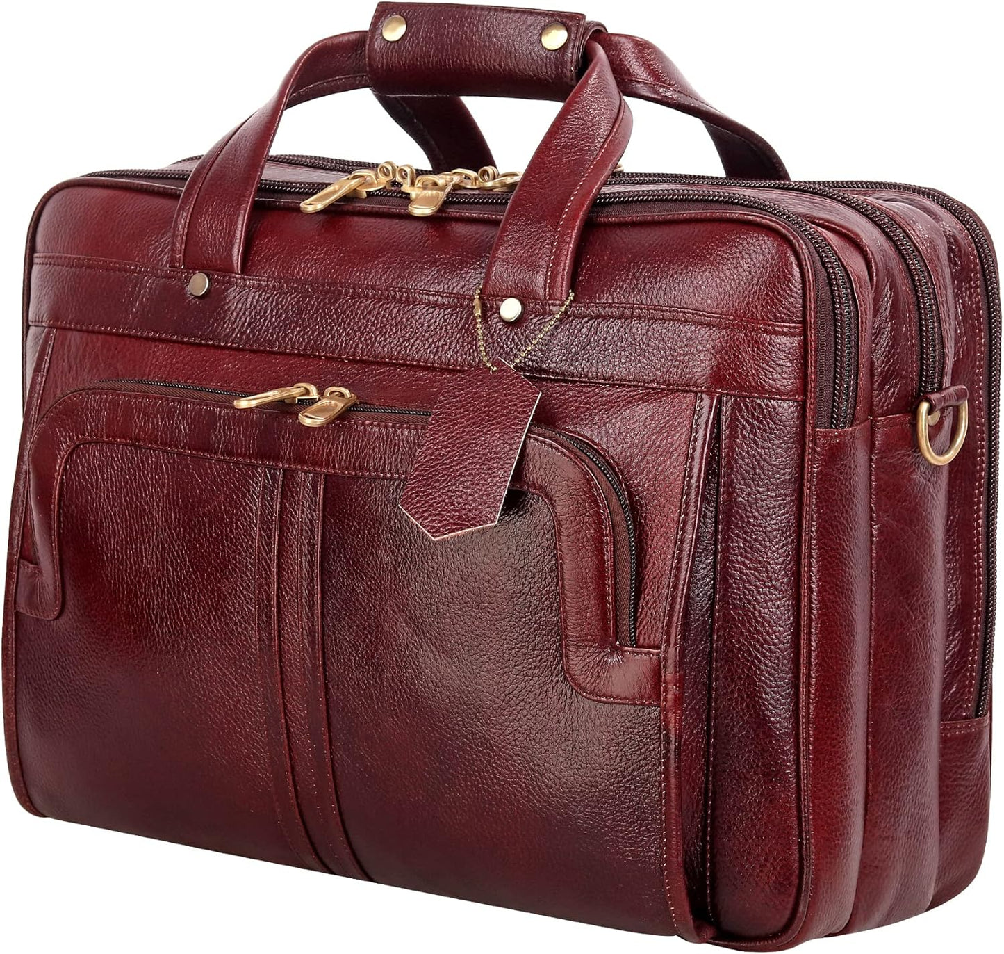 Full Grain Leather 16 Inch Briefcases Laptop Shoulder Bags for Men and Women Business Work Bag Leather Satchel Bag