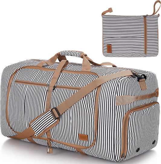 100L Travel Duffle Bag for Men, Urtala 32” Large Duffle Bag for Traveling with Shoe Compartment, Foldable Travel Duffel Bag Weekender Bag Gym Bag for Men Women Water & Tear Resistant (Stripe, 100L)