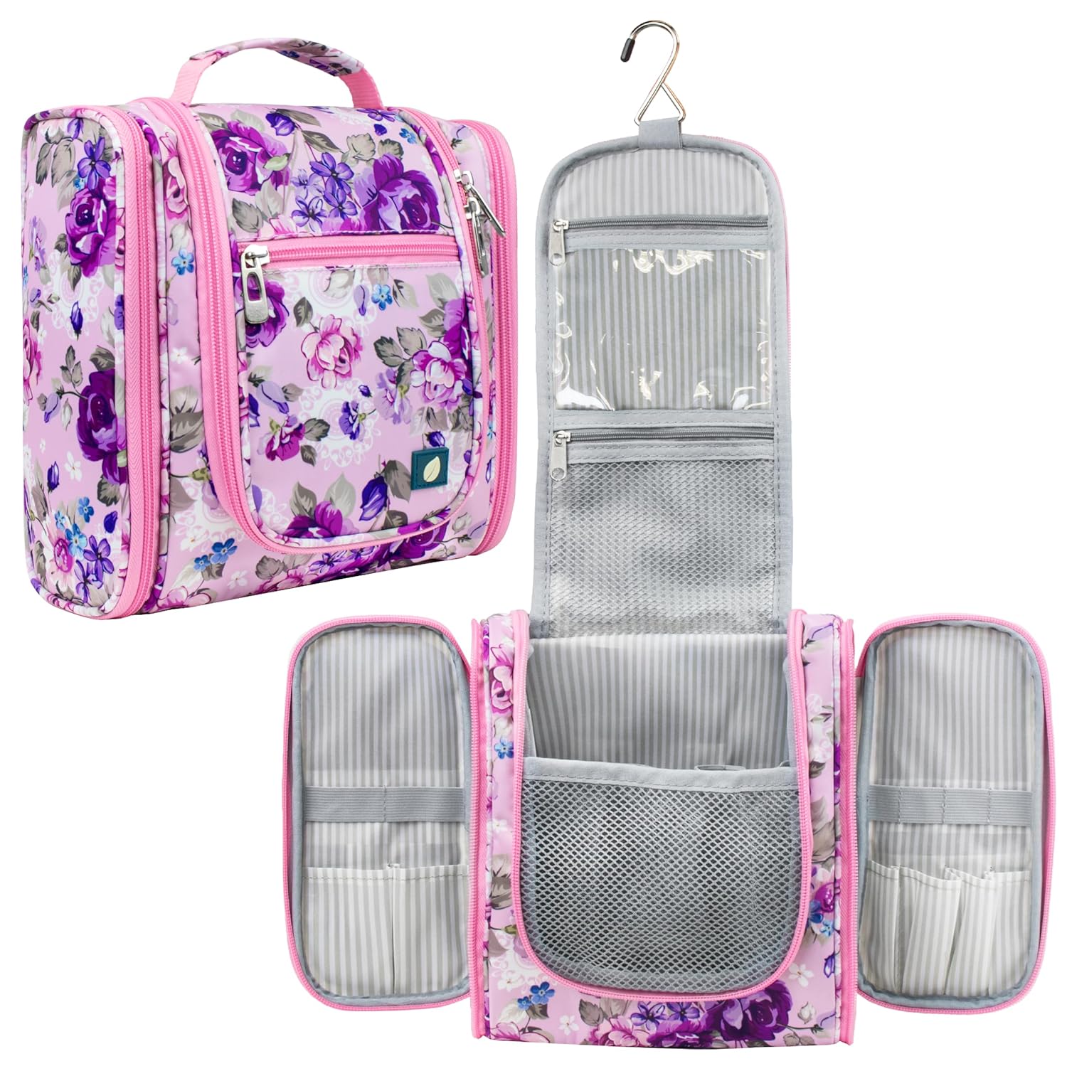 PAVILIA Toiletry Bag Travel Bag for Women Men, Hanging Cosmetic Organizer, Water Resistant Makeup