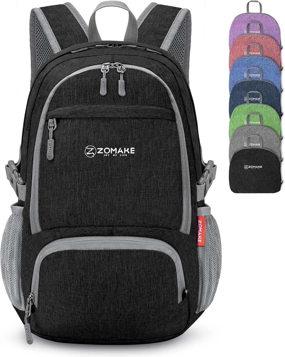 ZOMAKE Ultra Lightweight Packable Backpack 25L,Small Foldable Backpacks Hiking Water Resistant Collapsible Daypack for Women Men(Black-A3)