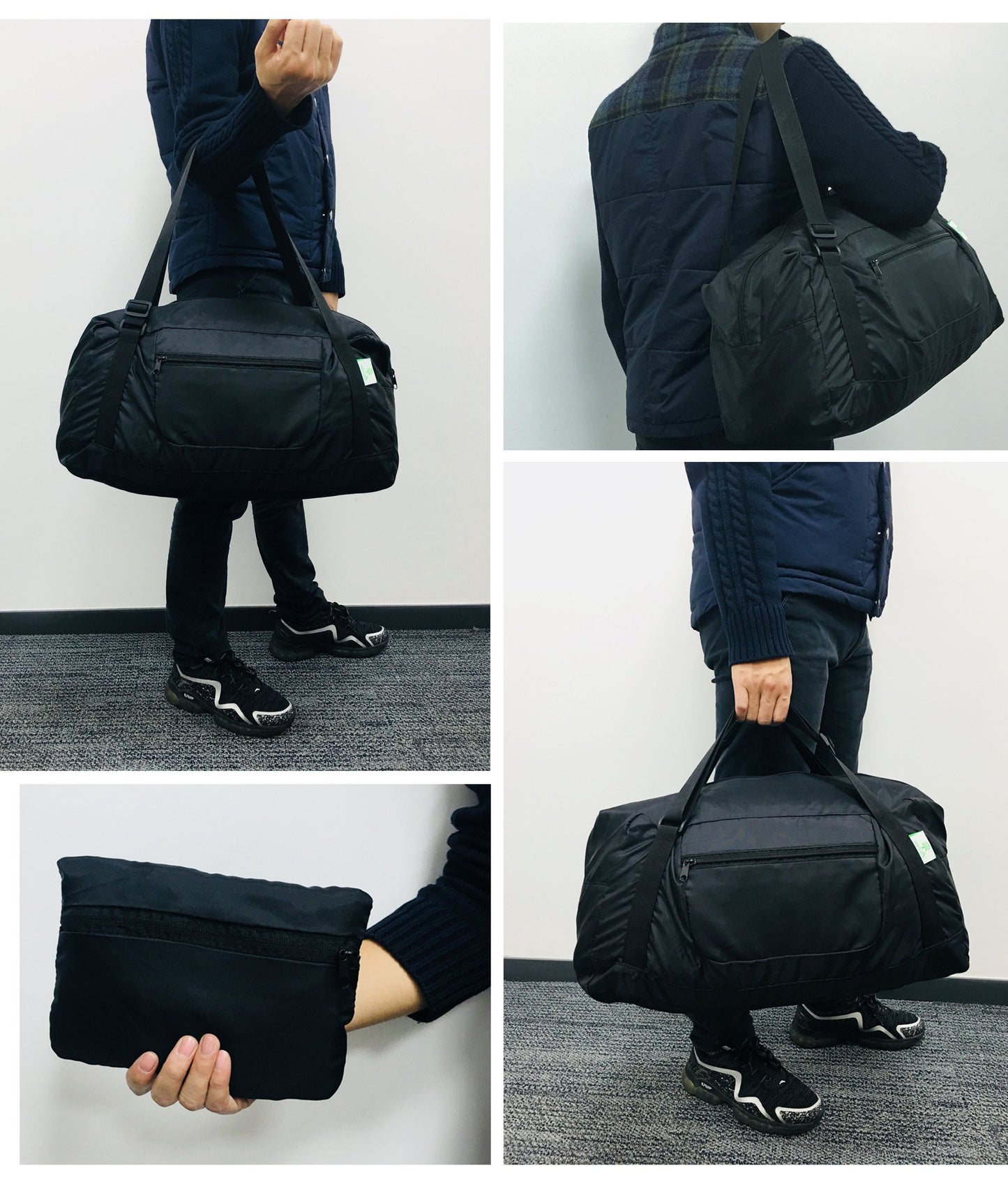 HOLYLUCK Foldable Travel Duffel Bag Luggage for Gym - black