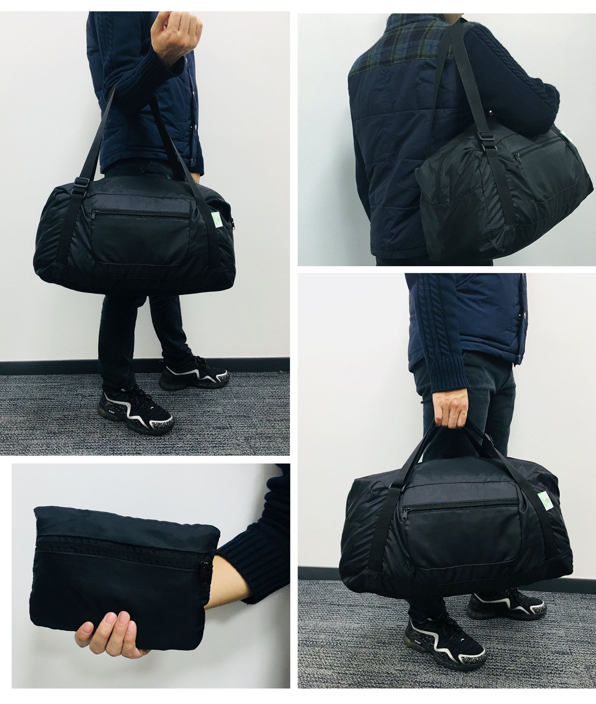 HOLYLUCK Foldable Travel Duffel Bag Luggage for Gym - black