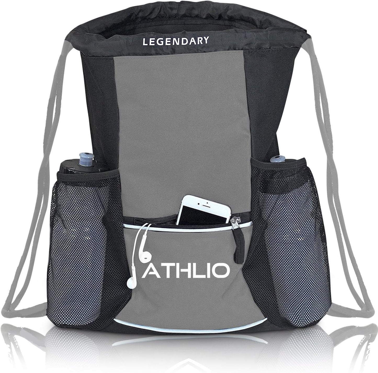 Soccerware Legendary Drawstring Gym Bag - Waterproof | For Sports & Workout Gear | XL Capacity | Heavy-Duty Sackpack Backpack