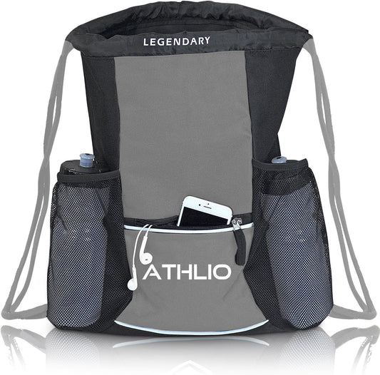 Soccerware Legendary Drawstring Gym Bag - Waterproof | For Sports & Workout Gear | XL Capacity | Heavy-Duty Sackpack Backpack