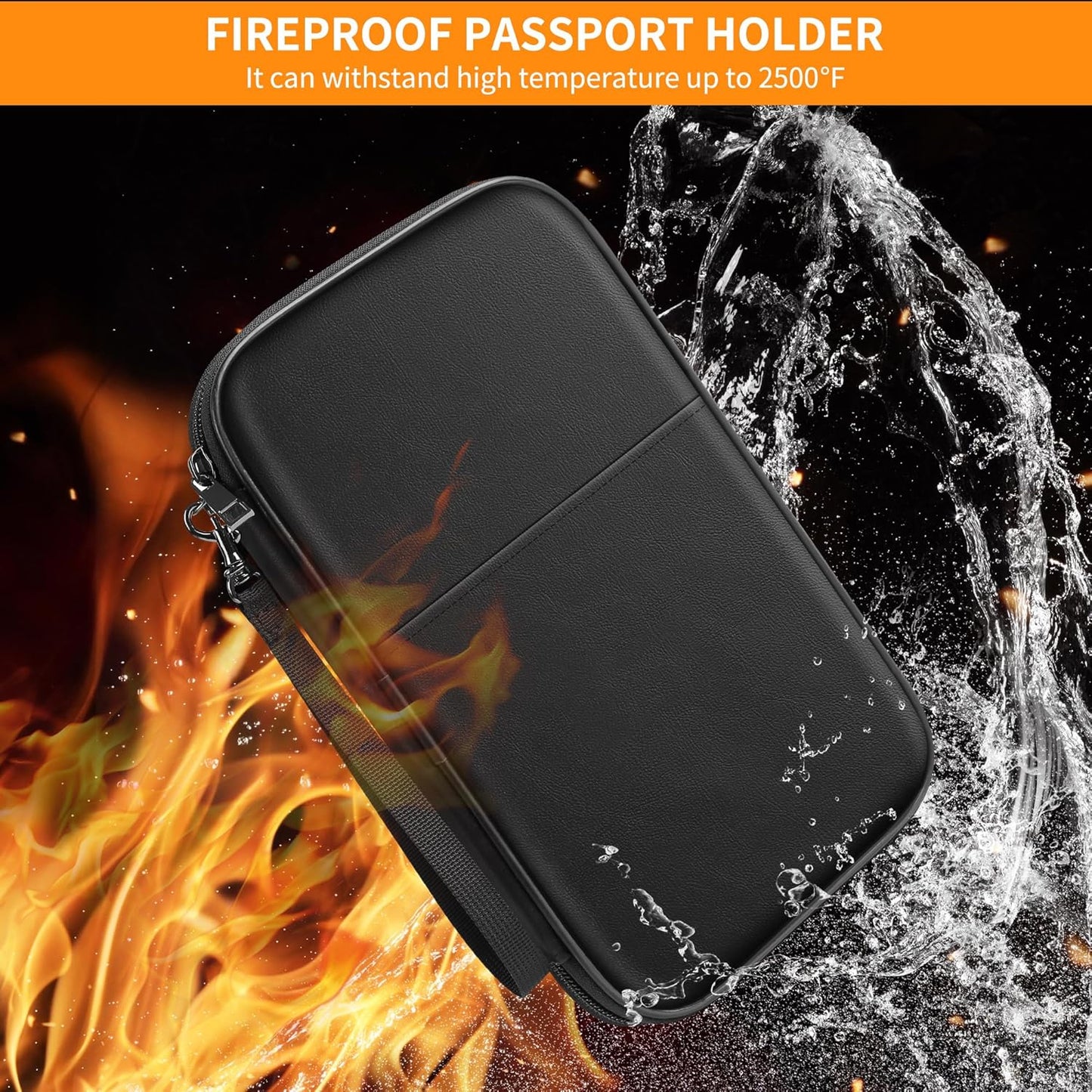 JUNDUN Family Passport Holder,Upgraded Material Fireproof Travel Passport Wallet with 2 Pockets,Travel Document Organizer Case for Passport,Card and Money