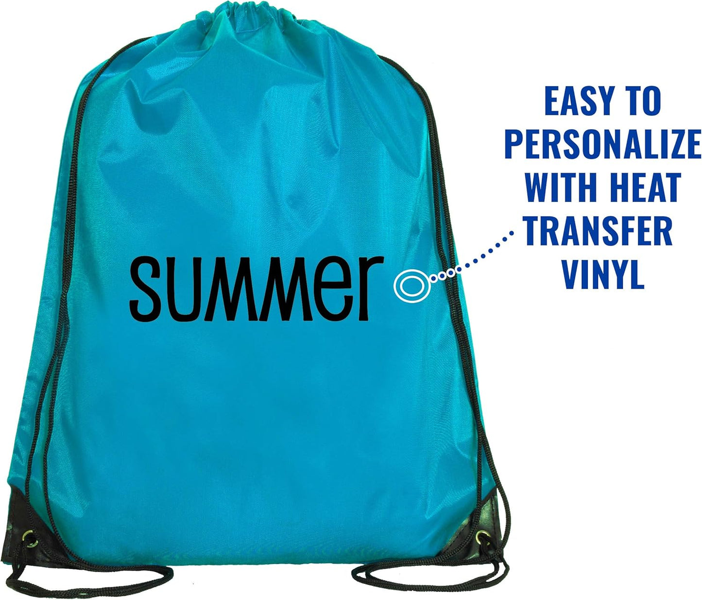 Threadart Drawstring Backpacks - Pack of 10 - Aqua | Sports Cinch Sack String Backpack | For Gym