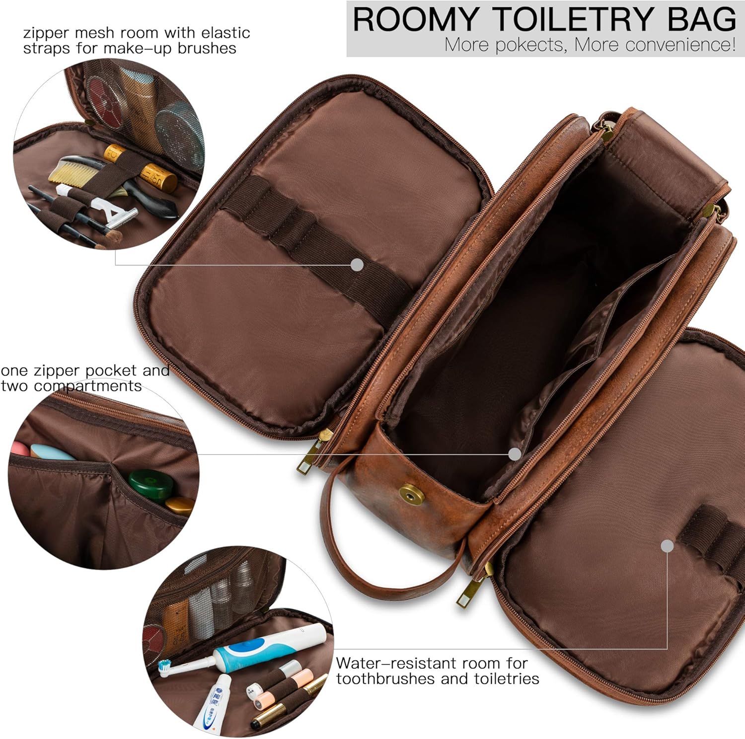 Elviros Toiletry Bag for Men, Large Travel Shaving Dopp Kit Water-resistant Bathroom Toiletries