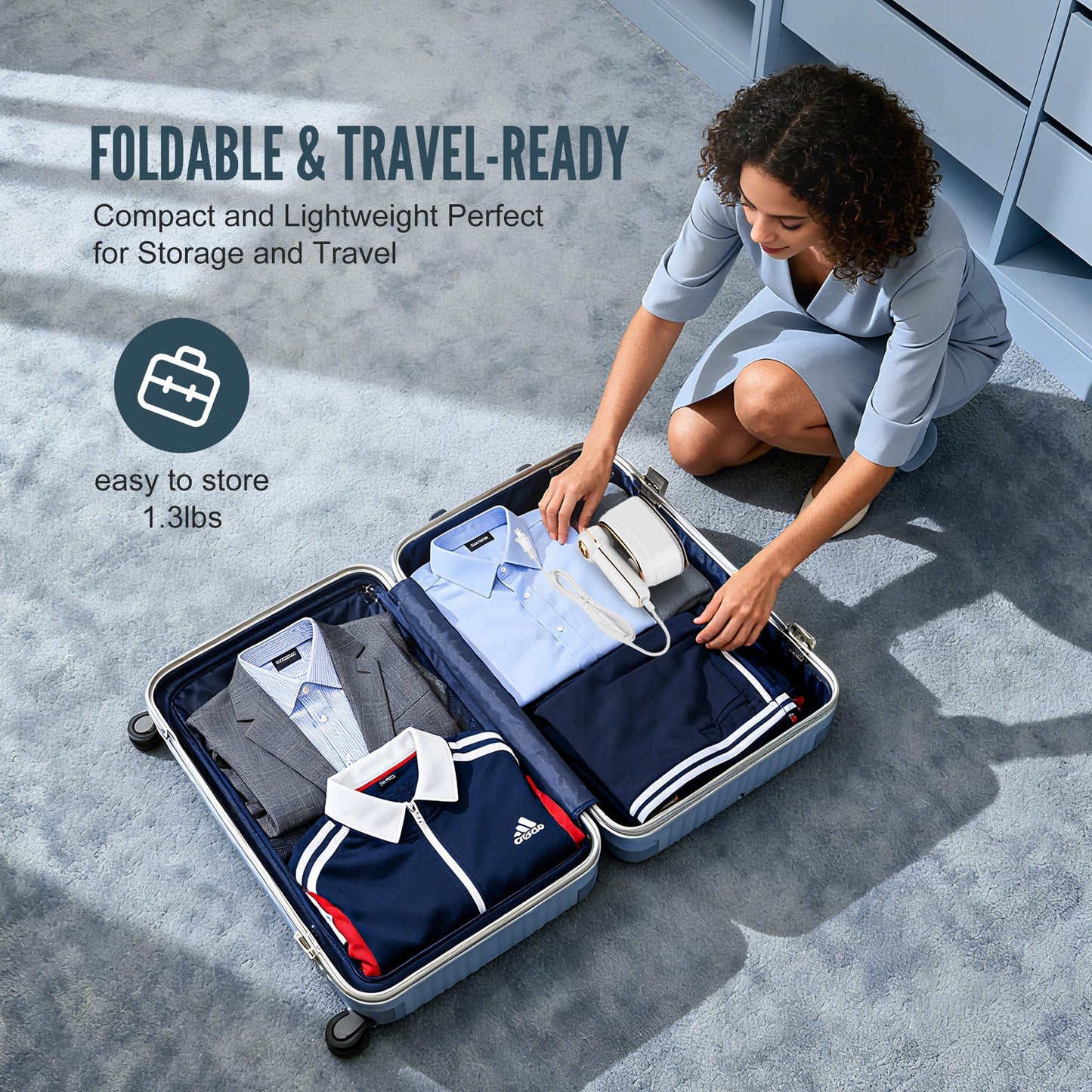 Travel Steamer for Clothes, 1200W Mini Travel Iron with Steam, Handheld Rotary Garment Iron