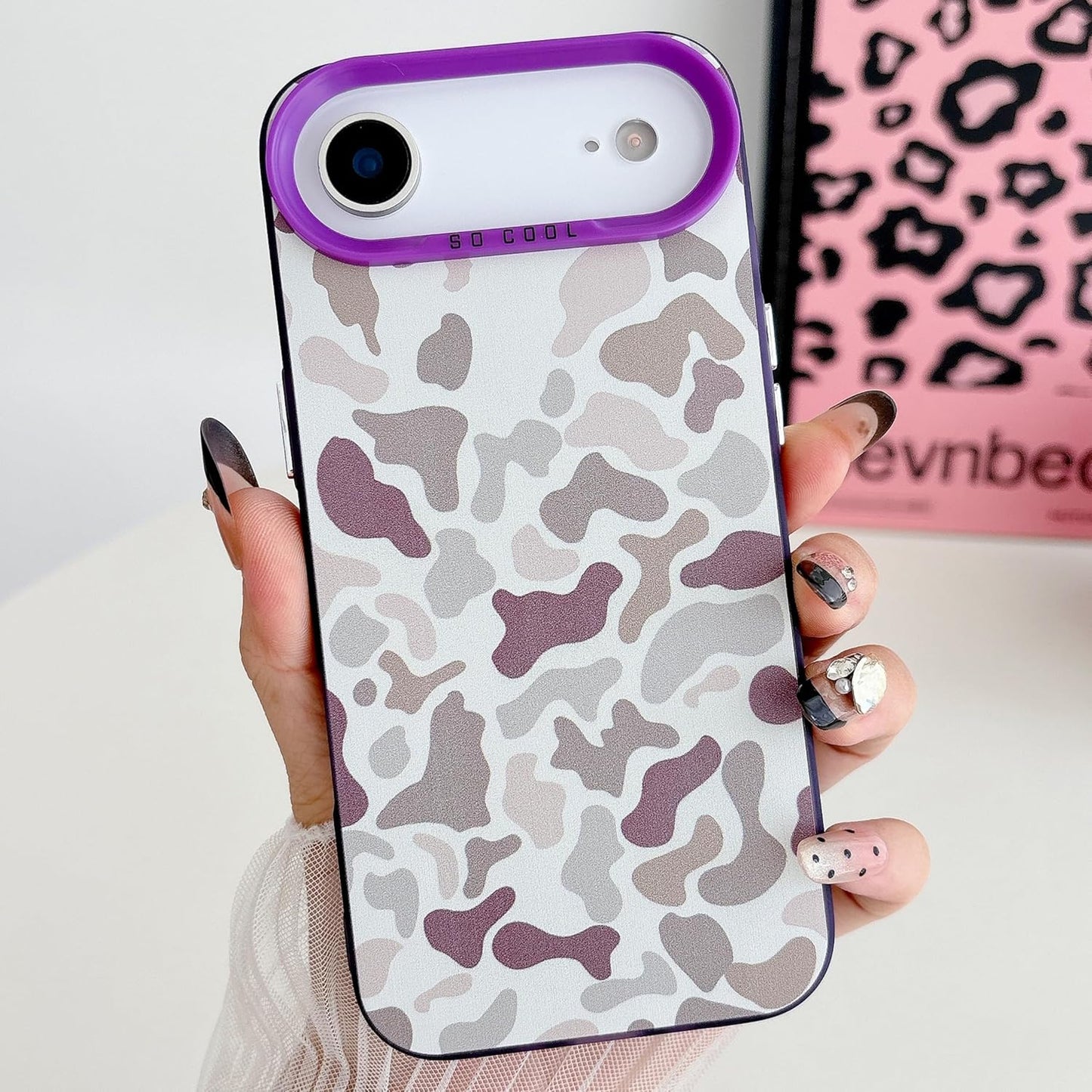 for iPhone 17 Air Case, Vintage Camo Pattern Design for Men Boys Teens, Cool Camouflage Shockproof Protective Cover for Girls Women - Purple