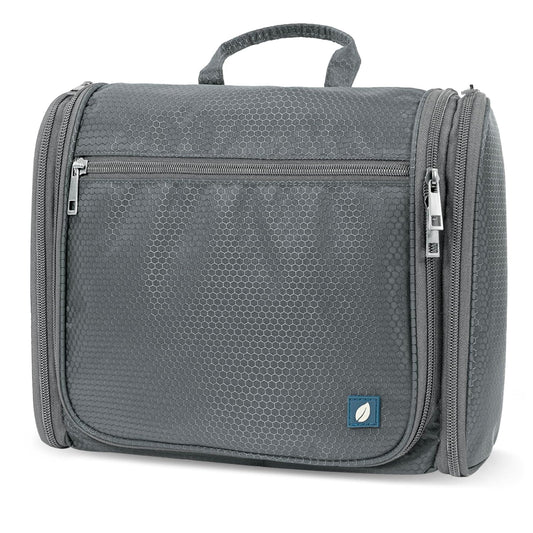 PAVILIA Large Hanging Toiletry Bag Travel Bag Women Men, Cosmetic Organizer, Water Resistant Makeup Bag Accessories Toiletries, Travel Essentials Kit, Grey