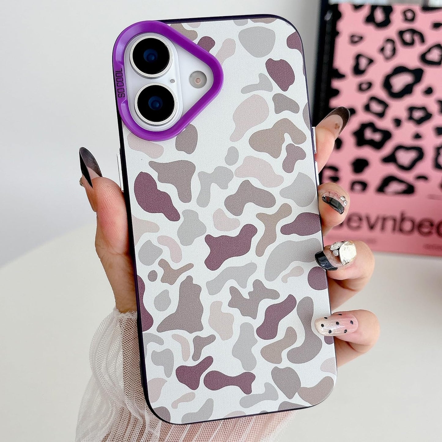 for iPhone 17 Case, Vintage Camo Pattern Design for Men Boys Teens, Cool Camouflage Shockproof Protective Cover for Girls Women - Purple