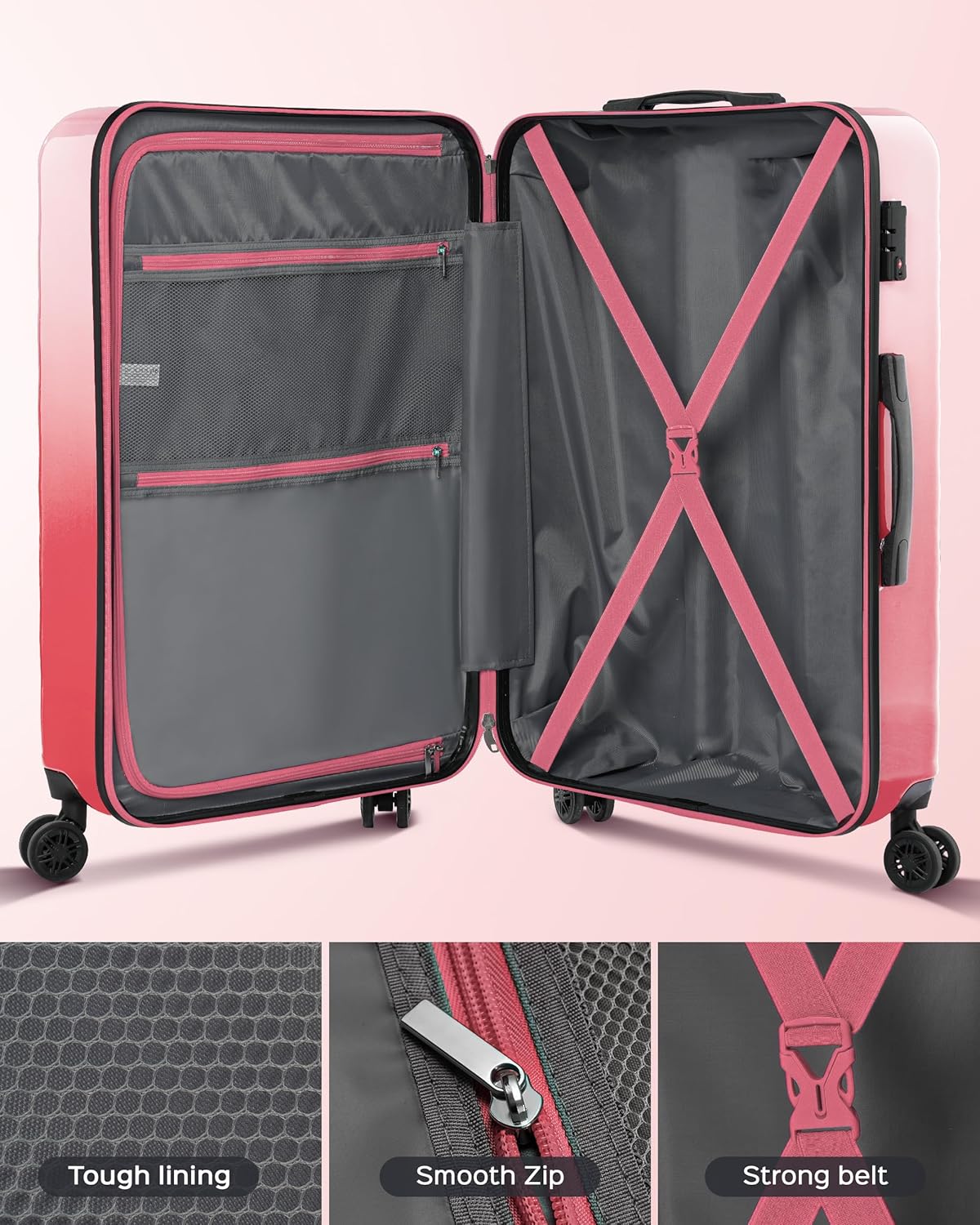 Suitour Carry on Suitcase Airline Approved, Hardside Lightweight Rolling Luggage for Women (20" Carry-on)